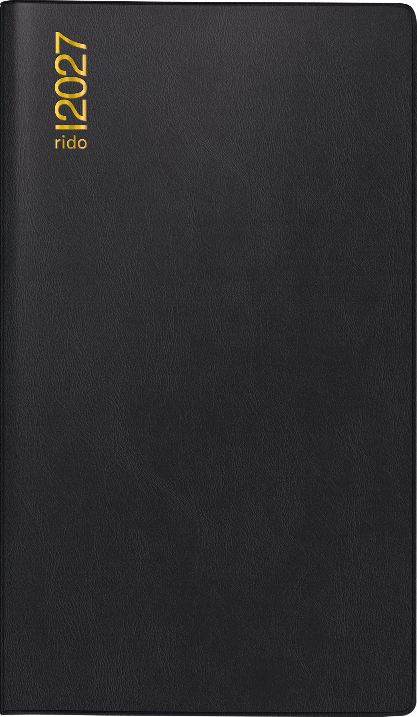 Vorderes Coverbild rido/idé 7012112907 Taschenkalender Mod. TM 15 2027 A6, Kunststoff, schwarz
