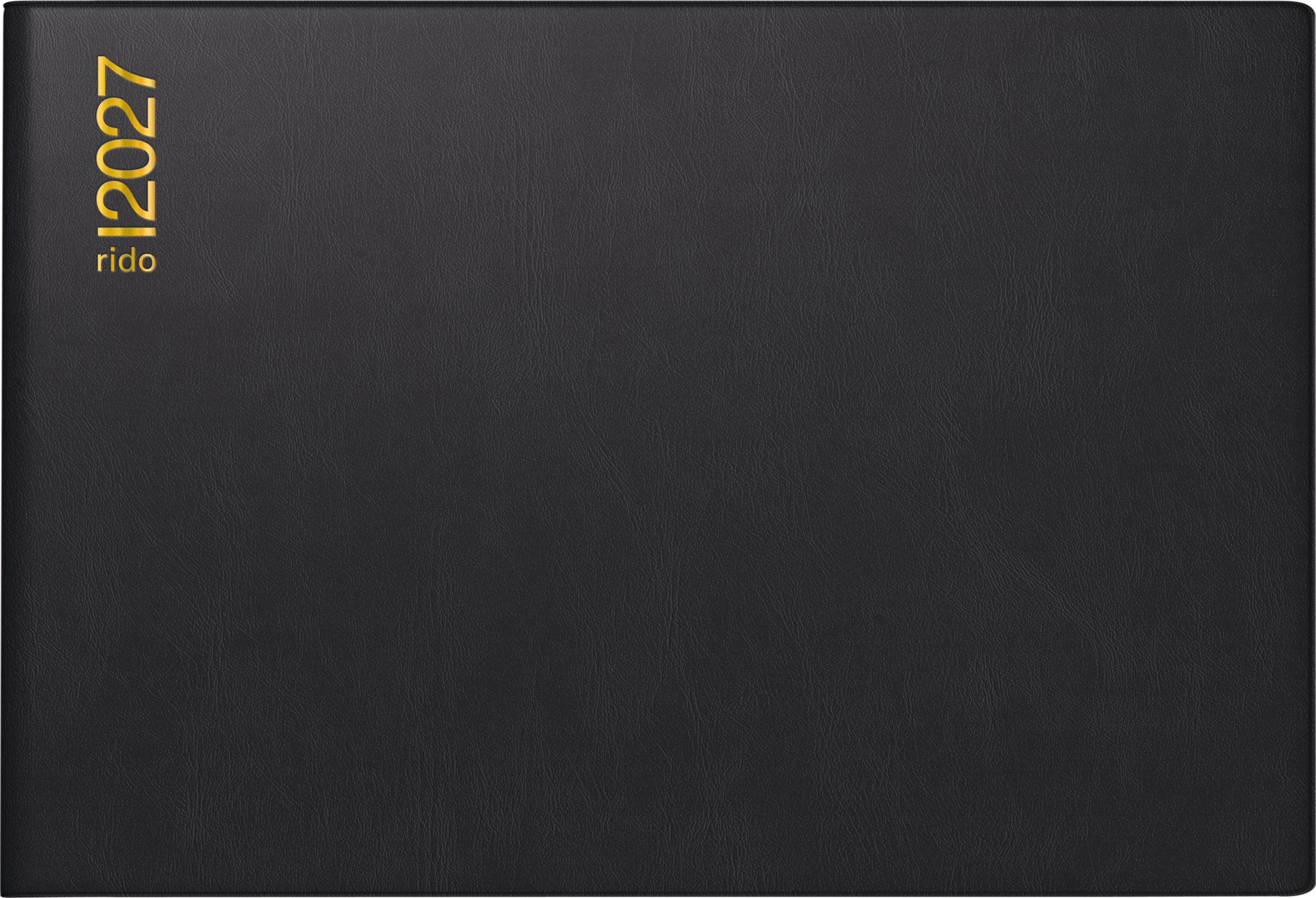 Vorderes Coverbild rido/idé 7017502907 Taschenkalender Mod. Septimus 2027 A6 quer, Kunststoff, schwarz