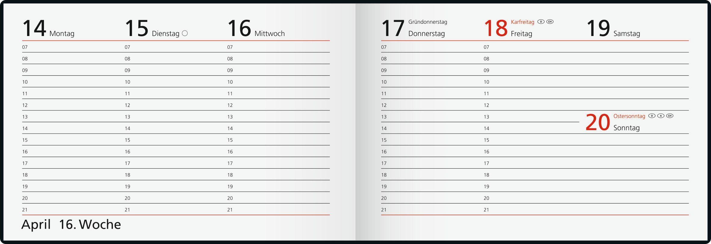 Beispielinhalt (Bild) rido/idé 7017563807 Taschenkalender Mod. Septimus 2027 A6 quer, Kunststoff, grau