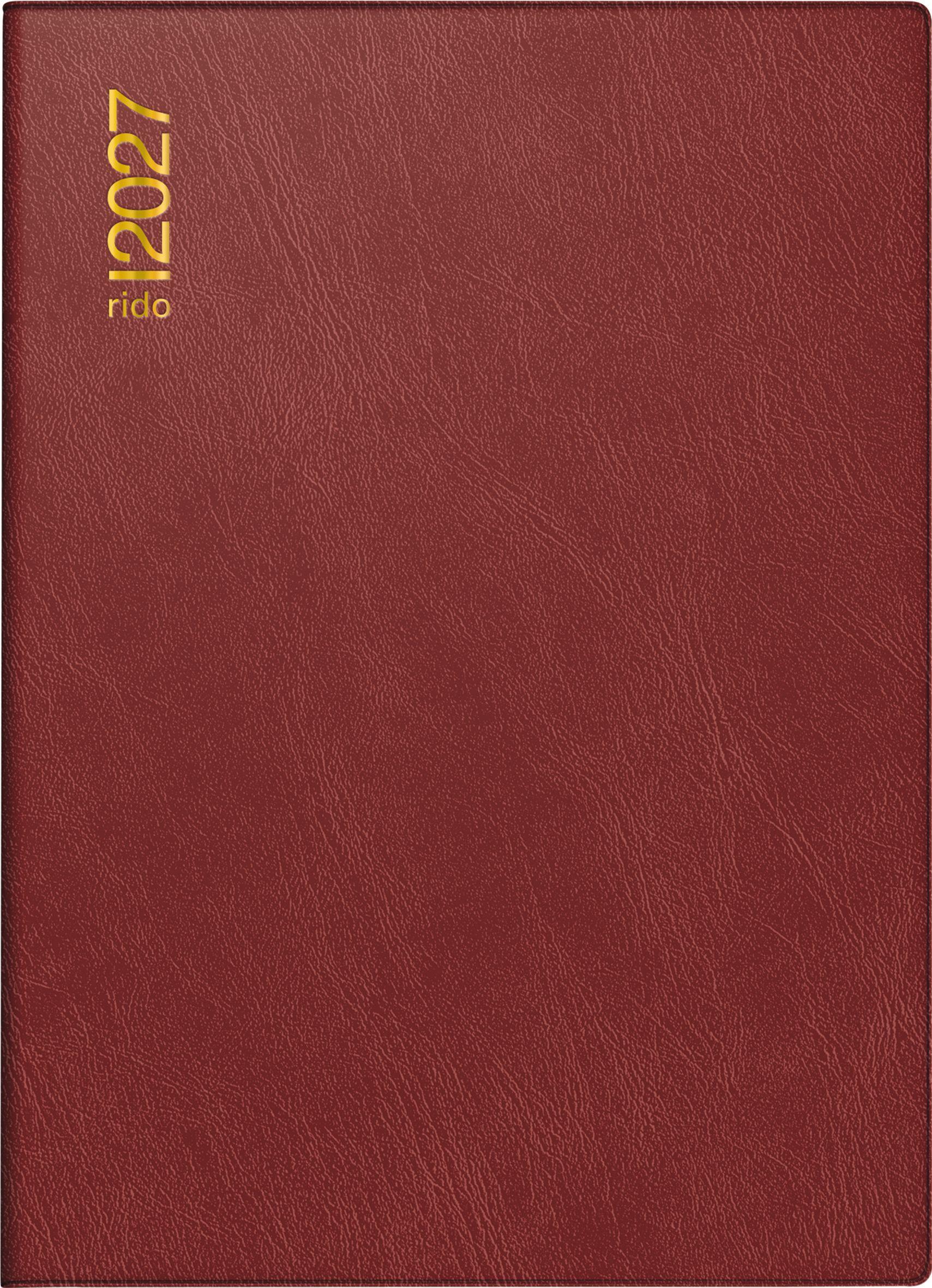 Vorderes Coverbild rido/idé 7018242297 Taschenkalender Mod. Technik III 2027 A6, Kunststoff, bordeaux