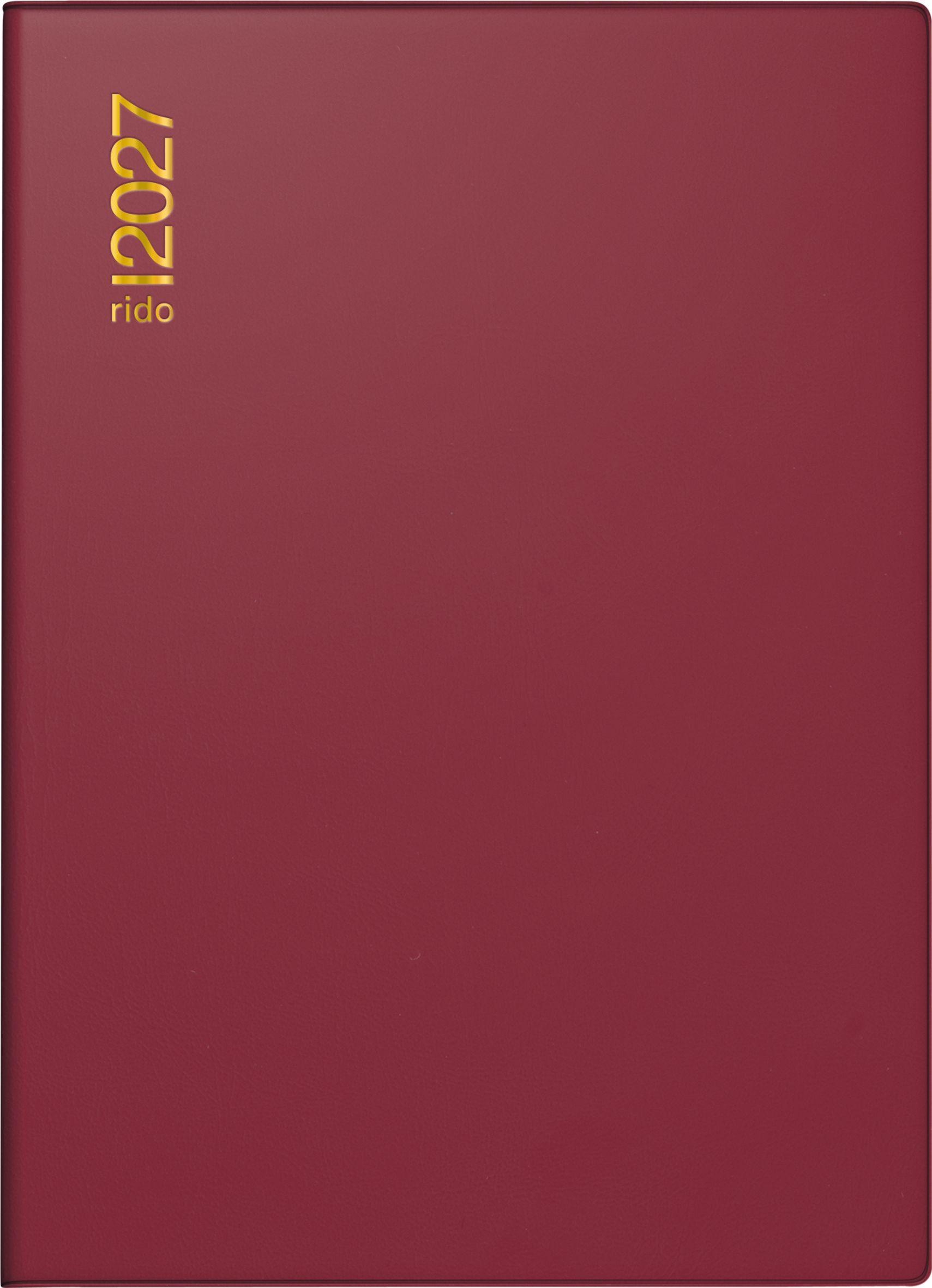 Vorderes Coverbild rido/idé 7013002297 Taschenkalender Mod. perfect/Technik I 2027 A6, Kunststoff, bordeaux