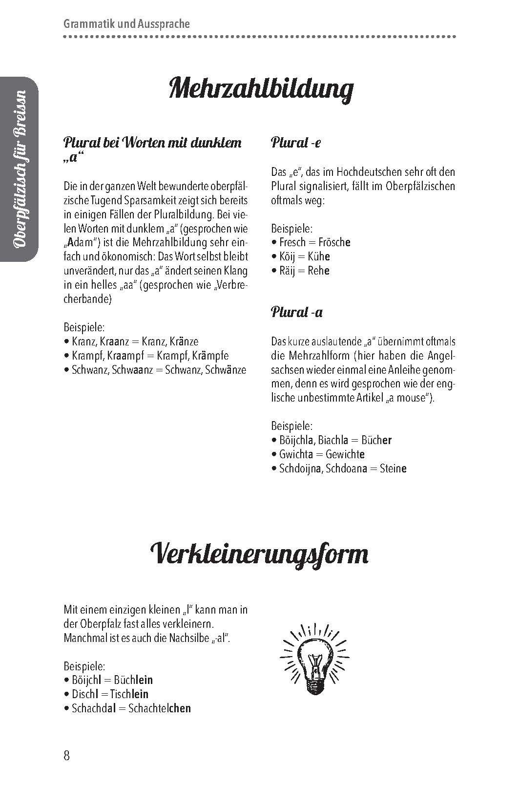 Beispielinhalt (Bild) Oberpfälzer Wörterbuch
