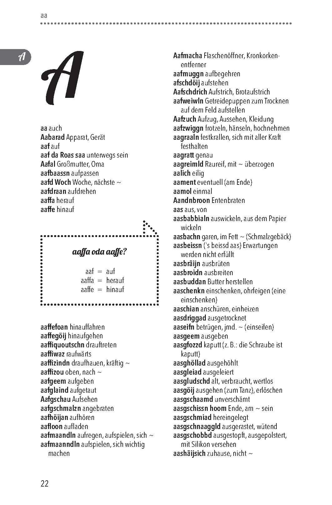 Beispielinhalt (Bild) Oberpfälzer Wörterbuch