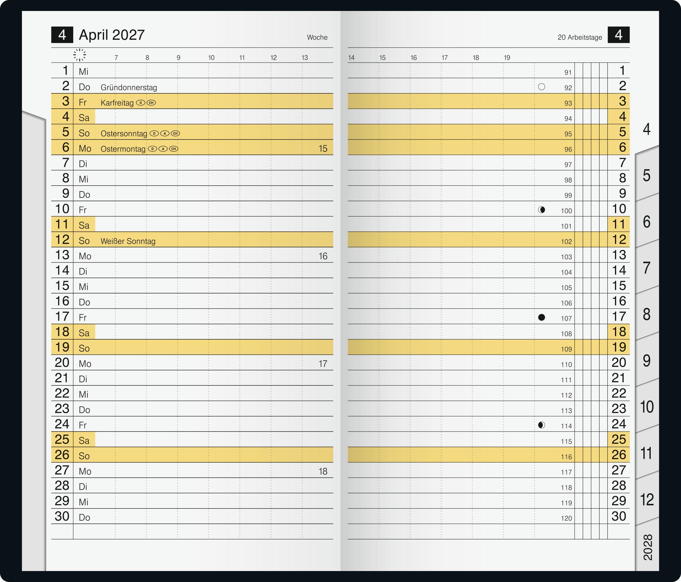 Beispielinhalt (Bild) rido/idé 7046892297 Taschenkalender Mod. M-Planer 2027 A6, Kunststoff, bordeaux