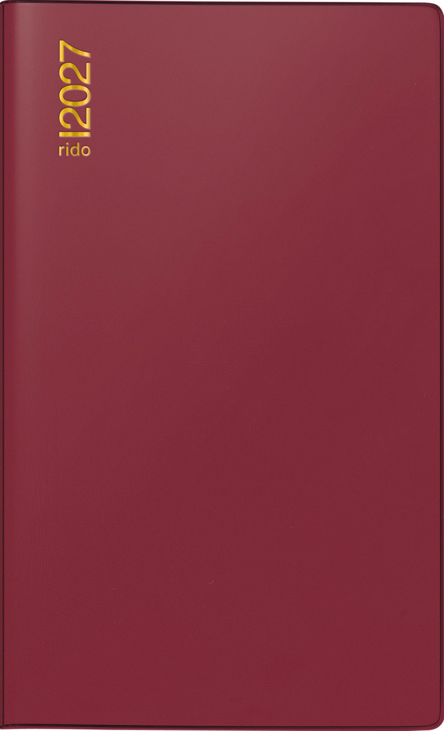 Vorderes Coverbild rido/idé 7046892297 Taschenkalender Mod. M-Planer 2027 A6, Kunststoff, bordeaux