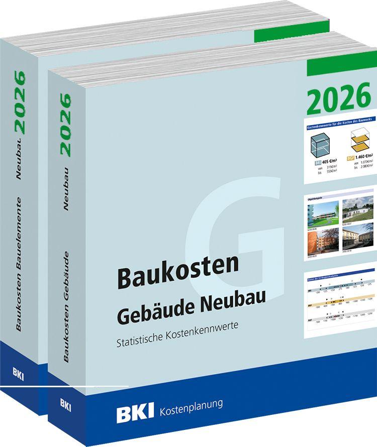 Vorderes Coverbild BKI Baukosten Gebäude + Bauelemente Neubau 2026 - Kombi Teil 1-2