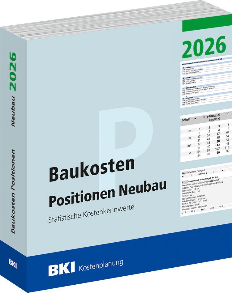 Vorderes Coverbild BKI Baukosten Neubau 2026 - Teil 3 Positionen