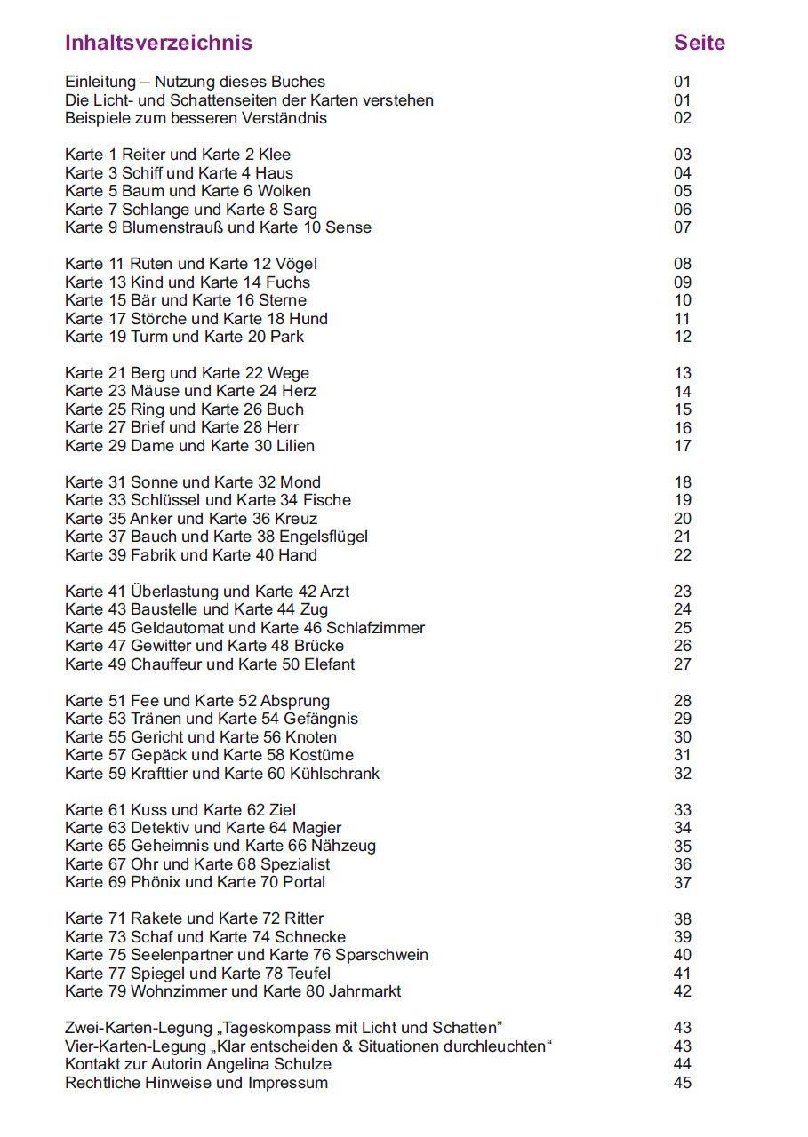 Beispielinhalt (Bild) Licht und Schatten Deutungen der Lenormandkarten