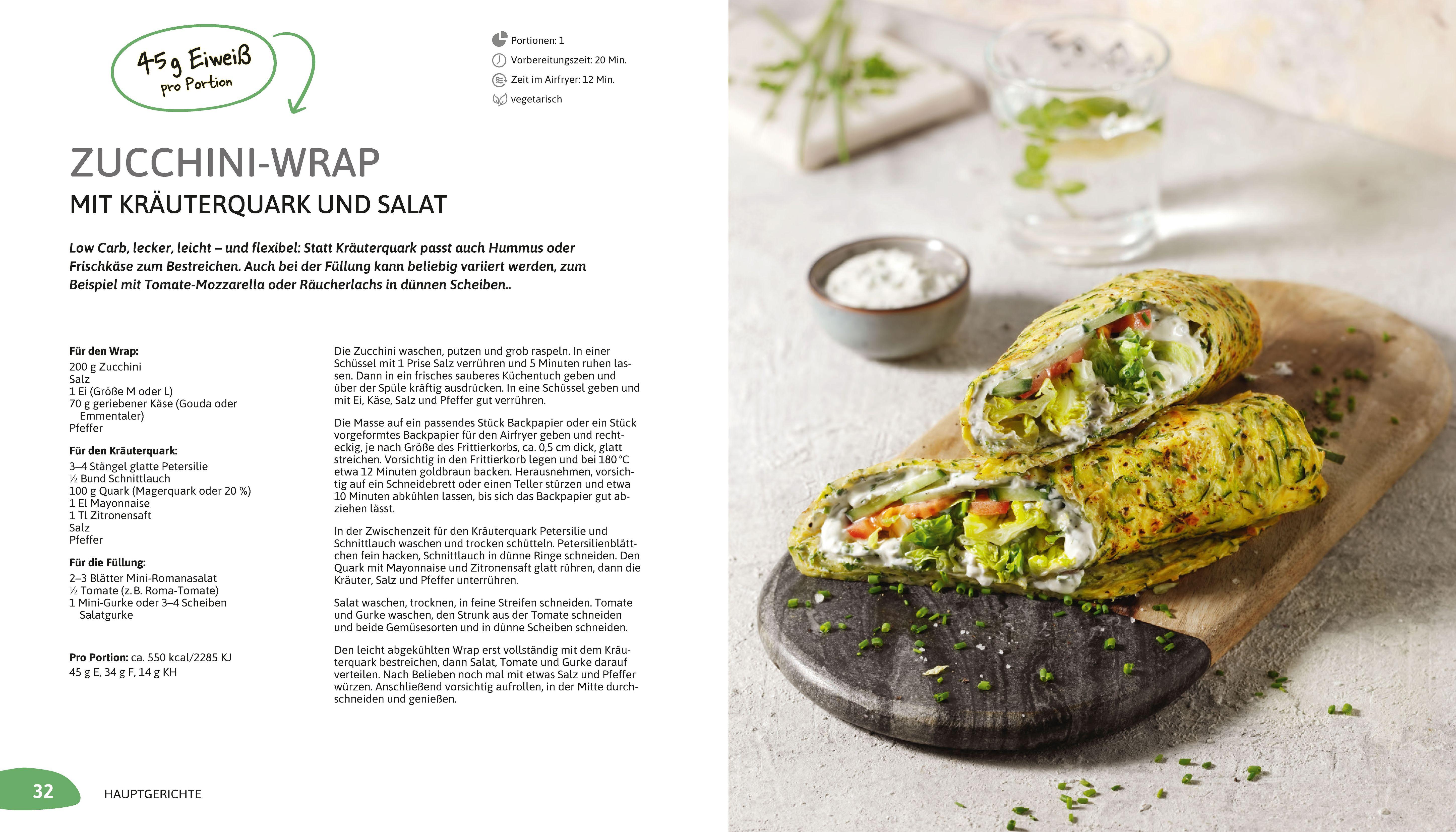 Beispielinhalt (Bild) High Protein Airfryer-Kochbuch