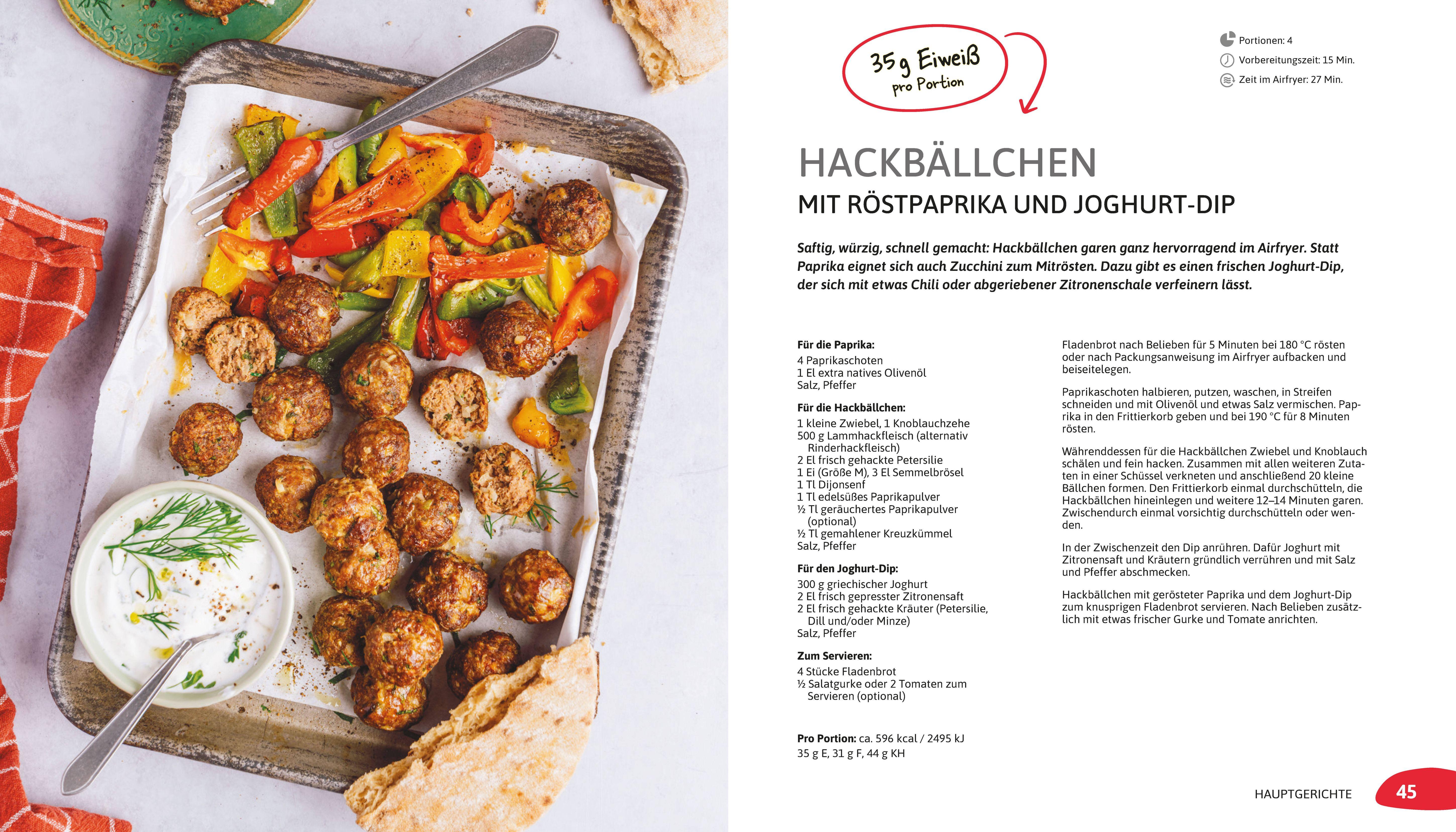 Beispielinhalt (Bild) High Protein Airfryer-Kochbuch