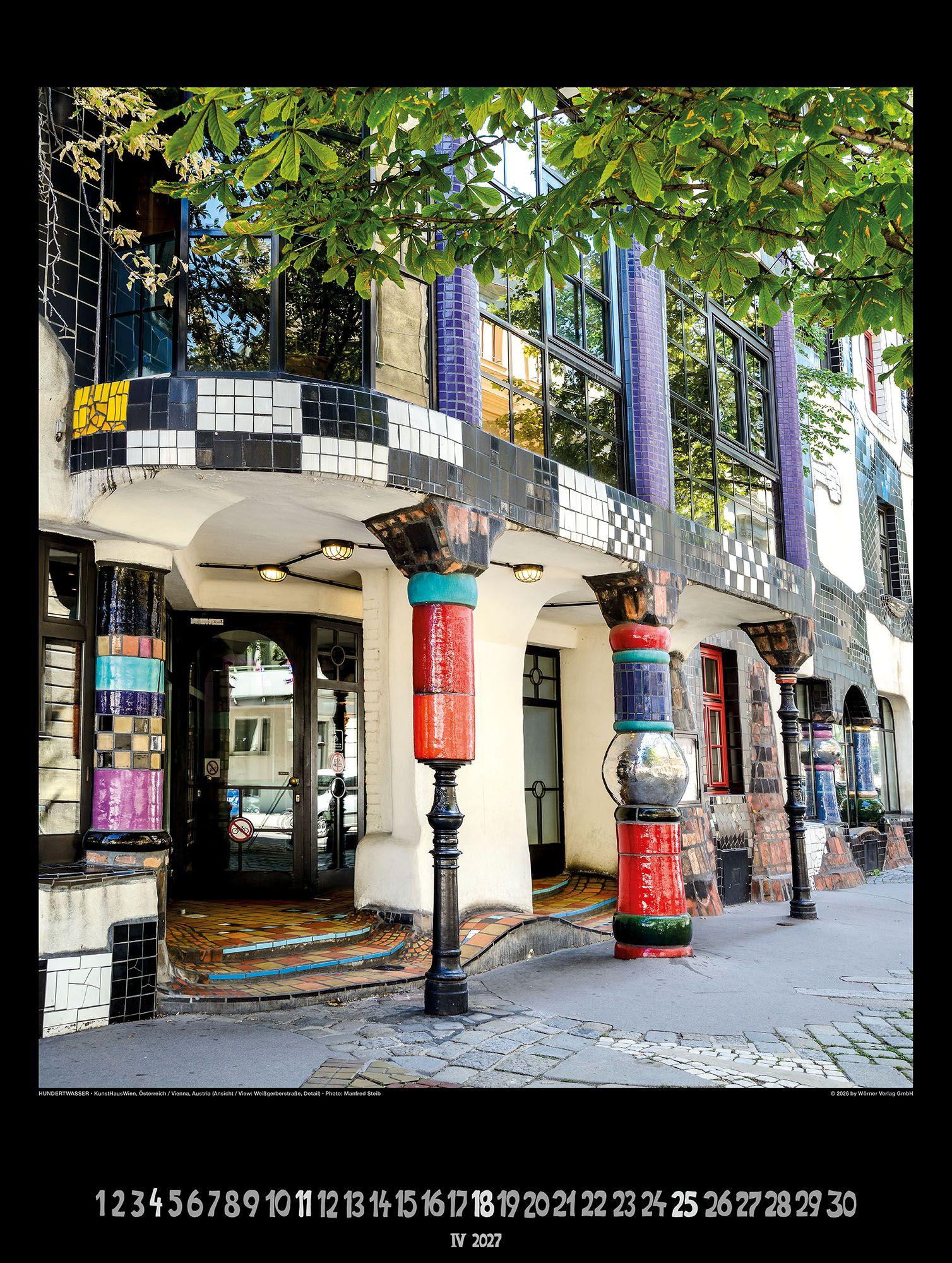 Beispielinhalt (Bild) Großer Hundertwasser Architektur Kalender 2027