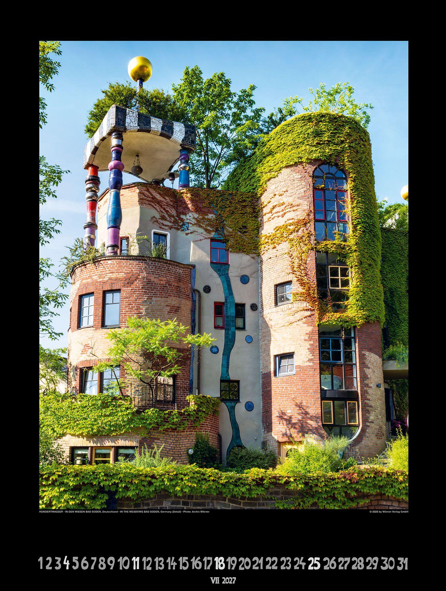 Beispielinhalt (Bild) Großer Hundertwasser Architektur Kalender 2027
