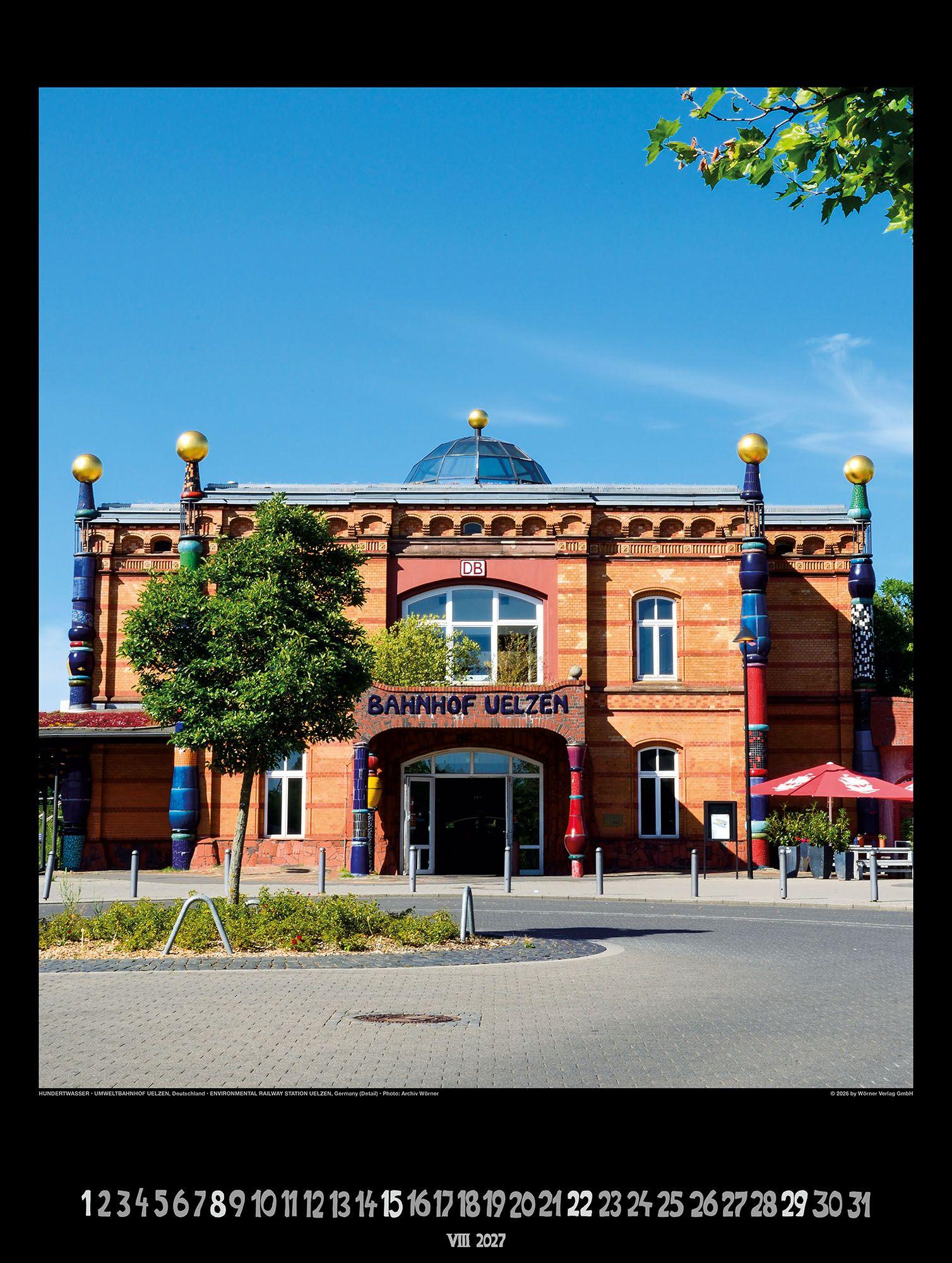 Beispielinhalt (Bild) Großer Hundertwasser Architektur Kalender 2027