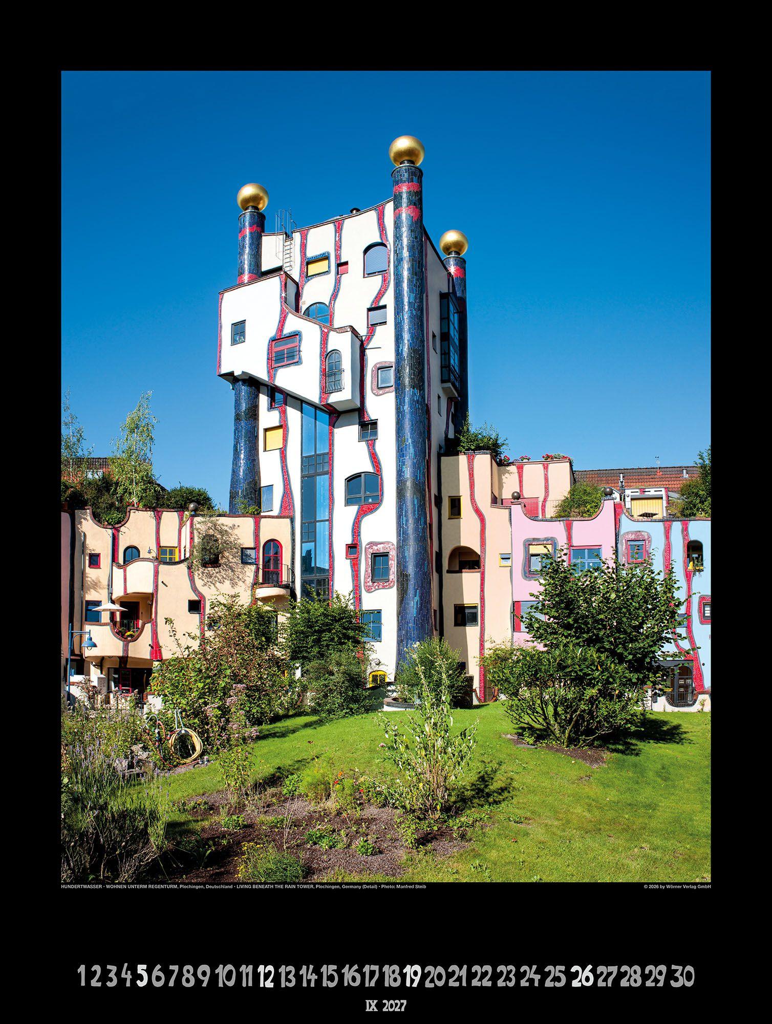 Beispielinhalt (Bild) Großer Hundertwasser Architektur Kalender 2027