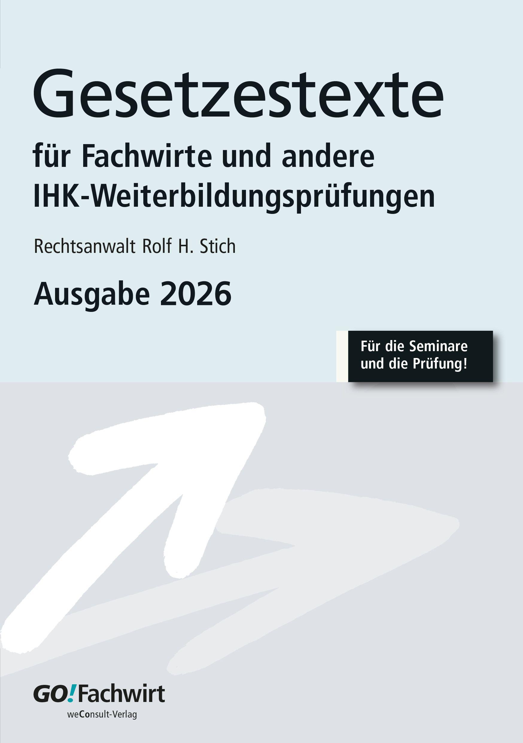 Vorderes Coverbild Gesetzestexte für Fachwirte Ausgabe 2026