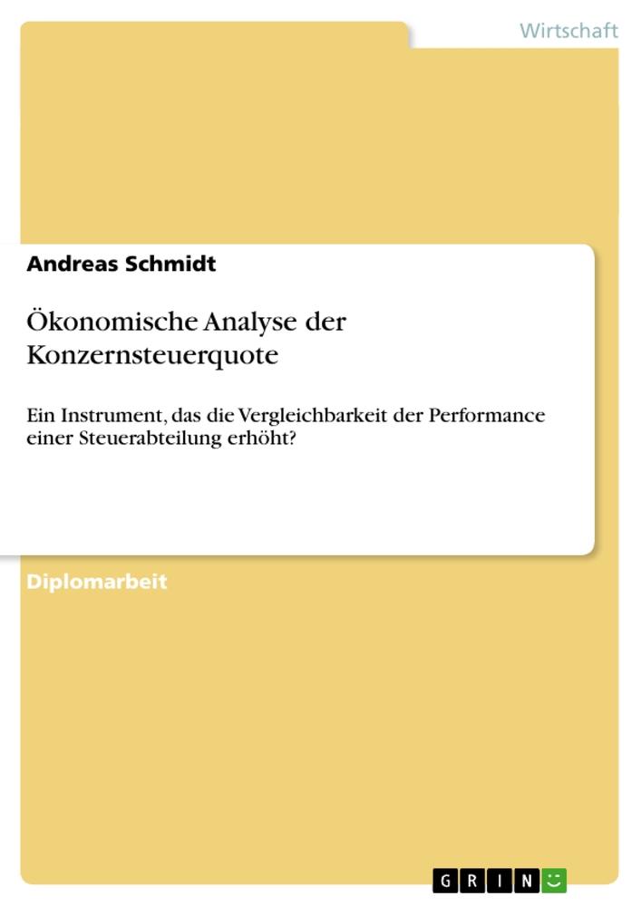 Vorderes Coverbild Ökonomische Analyse der Konzernsteuerquote