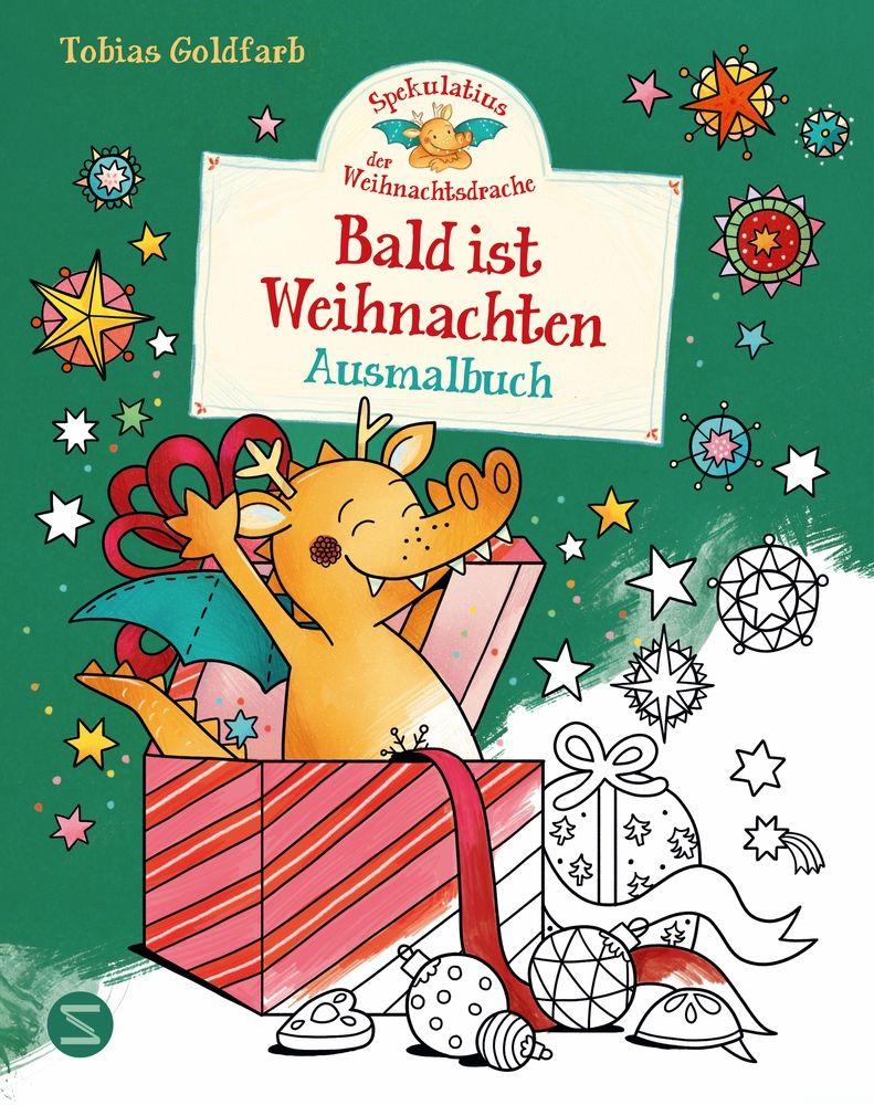 Vorderes Coverbild Spekulatius, der Weihnachtsdrache. Bald ist Weihnachten. Ausmalbuch