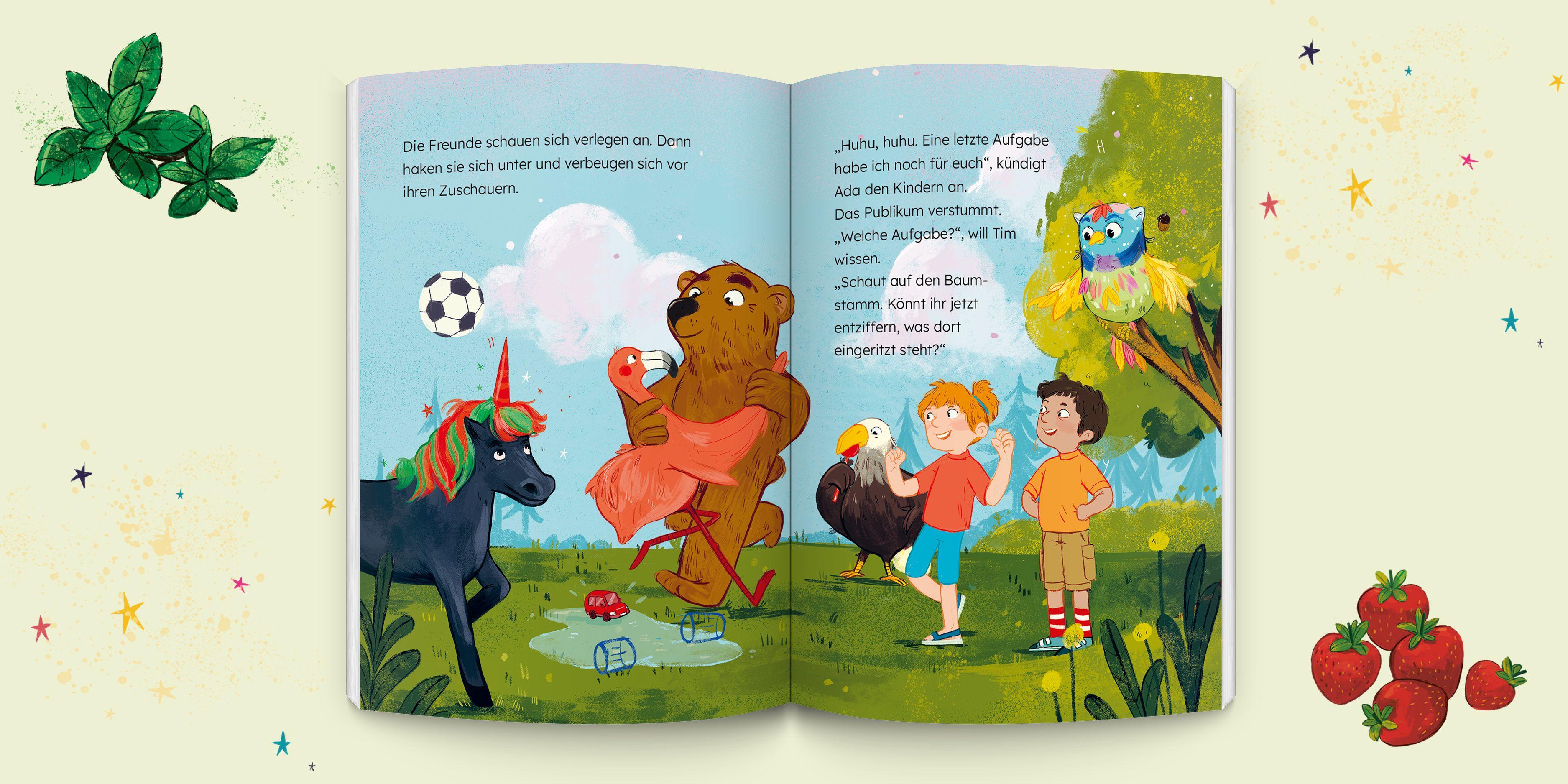 Beispielinhalt (Bild) Lesewald, Der Zauber erwacht: Buch zum Lesen lernen mit der magischen Eule Ada | Erstleserbuch mit Treppenwörter-Methode für Leseerfolg statt Frust |