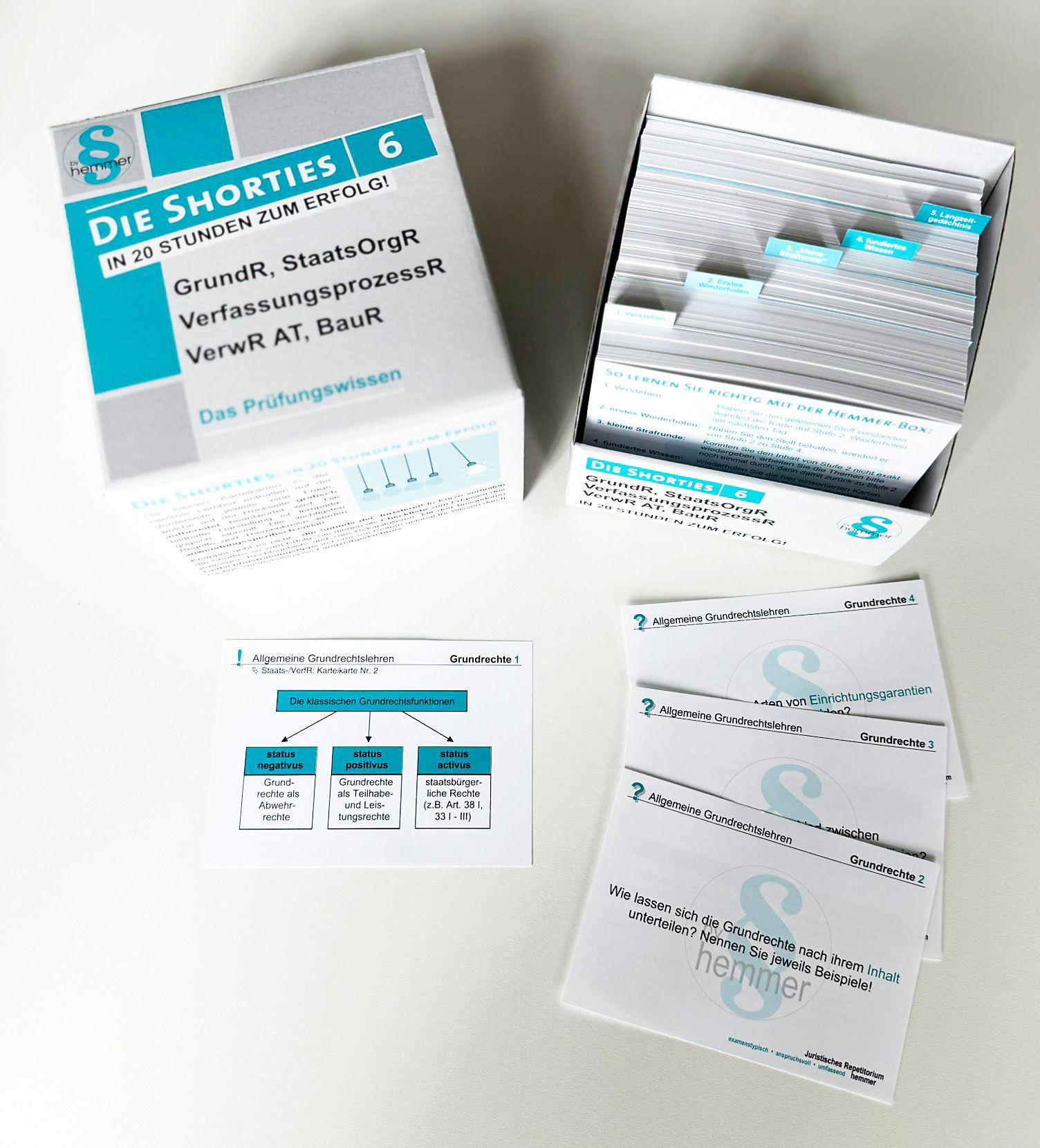 Vorderes Coverbild Die Shorties Box 6: GrundR, StaatsOrgR, VerfassungsprozessR, VerwR AT, BauR