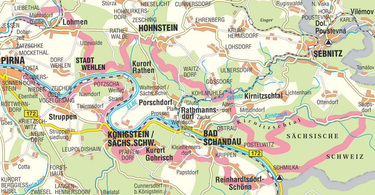 Beispielinhalt (Bild) Malerweg - Sächsische Schweiz 1 : 30 000