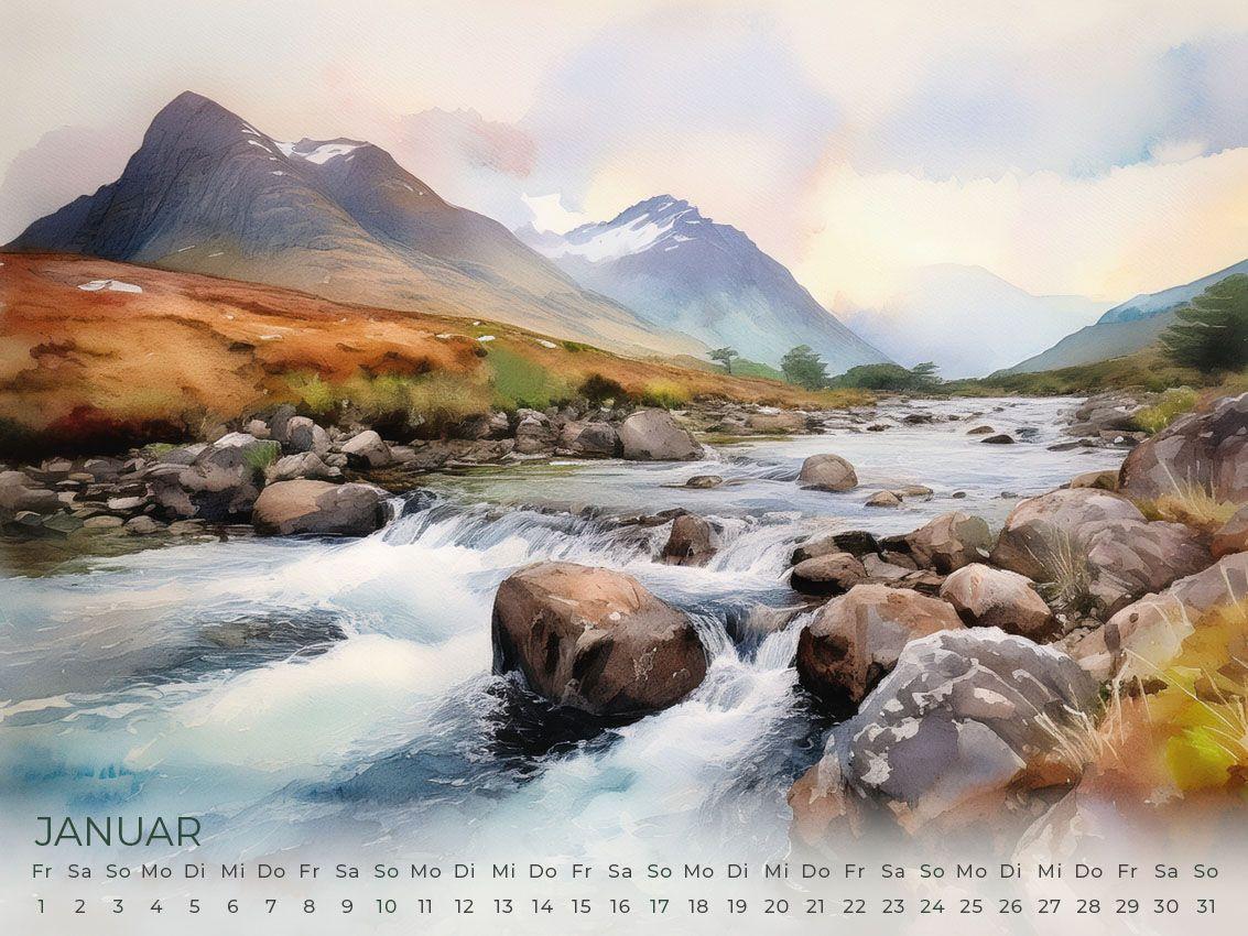Beispielinhalt (Bild) Schottland Artwork Edition Kalender 2027