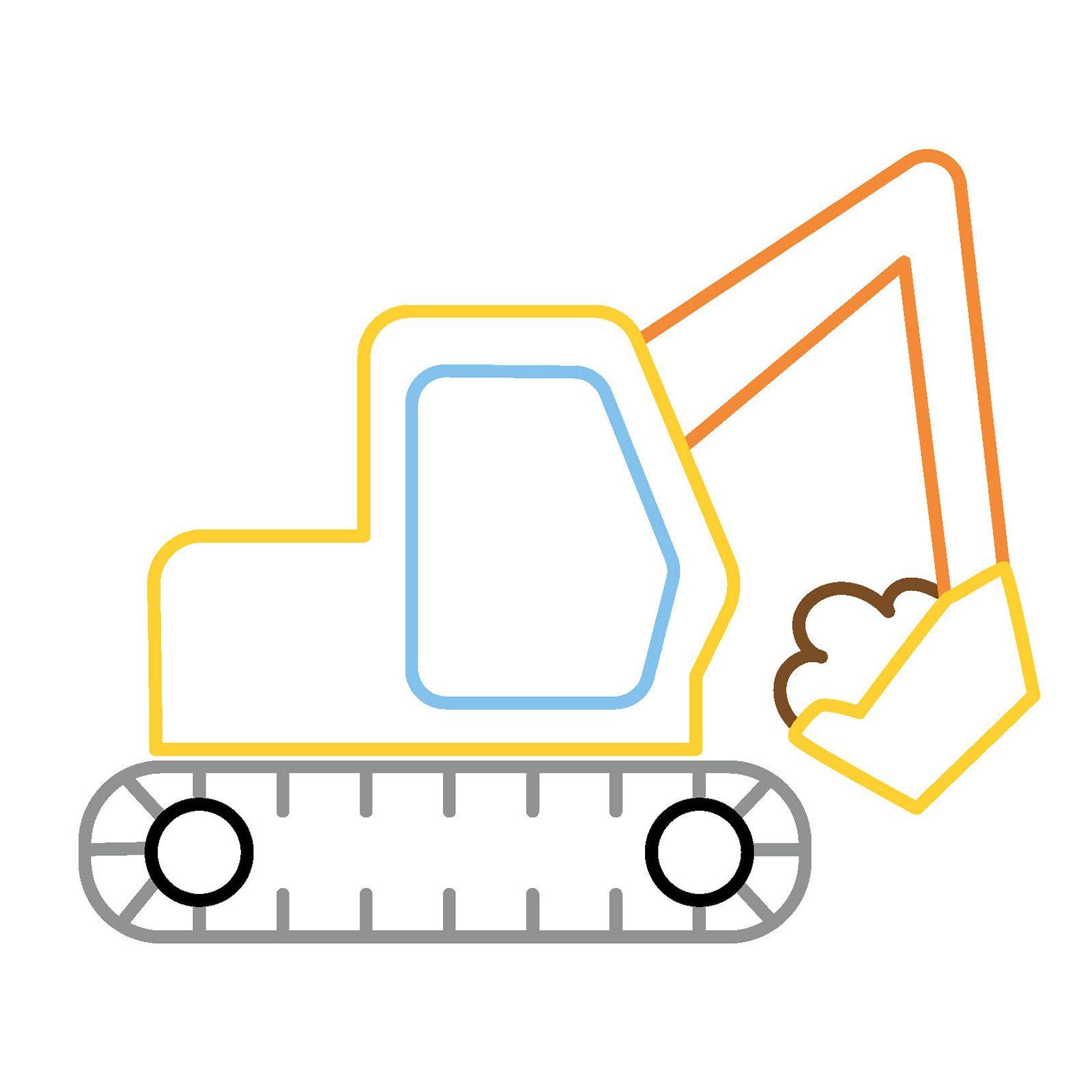 Beispielinhalt (Bild) Mein buntes Malbuch ab 2. Bagger, Kran und Co.