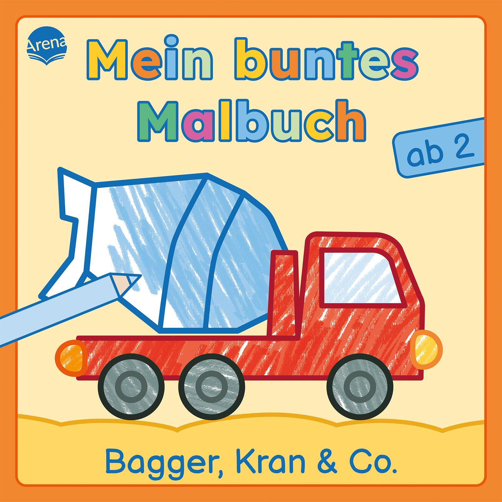 Vorderes Coverbild Mein buntes Malbuch ab 2. Bagger, Kran und Co.
