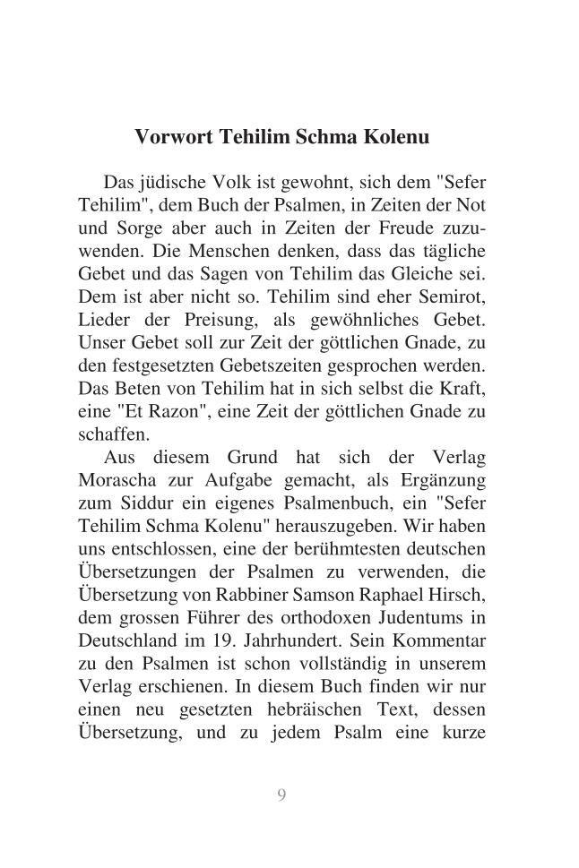 Beispielinhalt (Bild) Tehillim Schma Kolenu