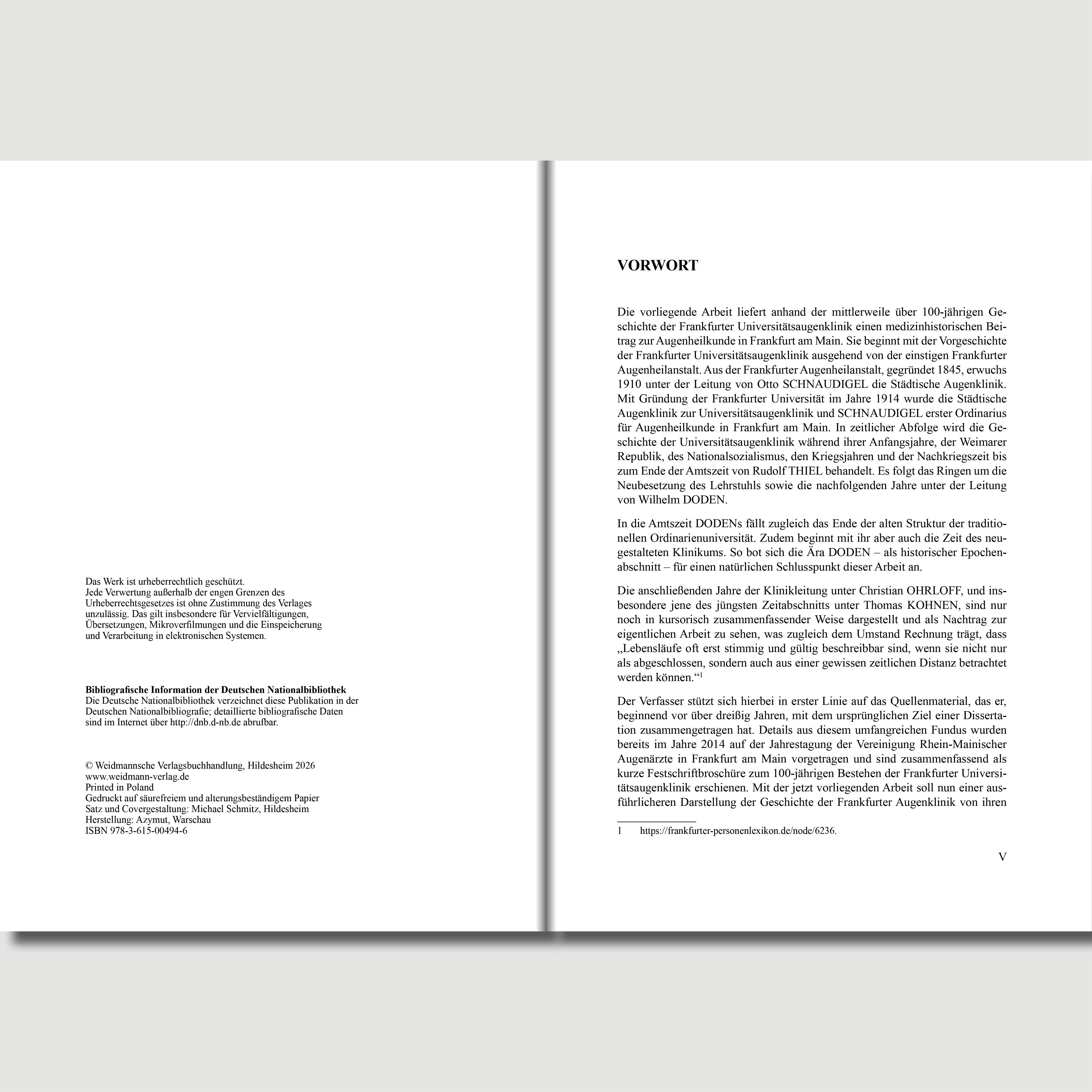 Beispielinhalt (Bild) Die Frankfurter Universitätsaugenklinik von ihren Anfängen bis zum Ende der Amtszeit von Wilhelm Doden (1987)