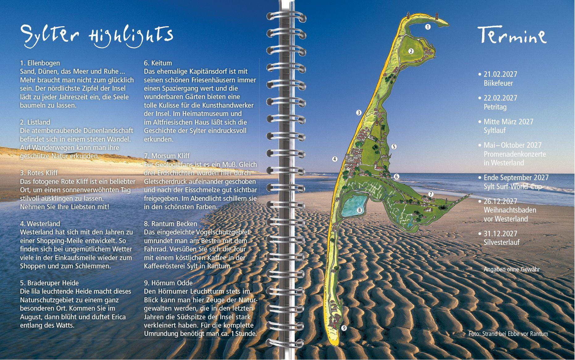 Beispielinhalt (Bild) Sylt-die Insel 2027 Tischkalender