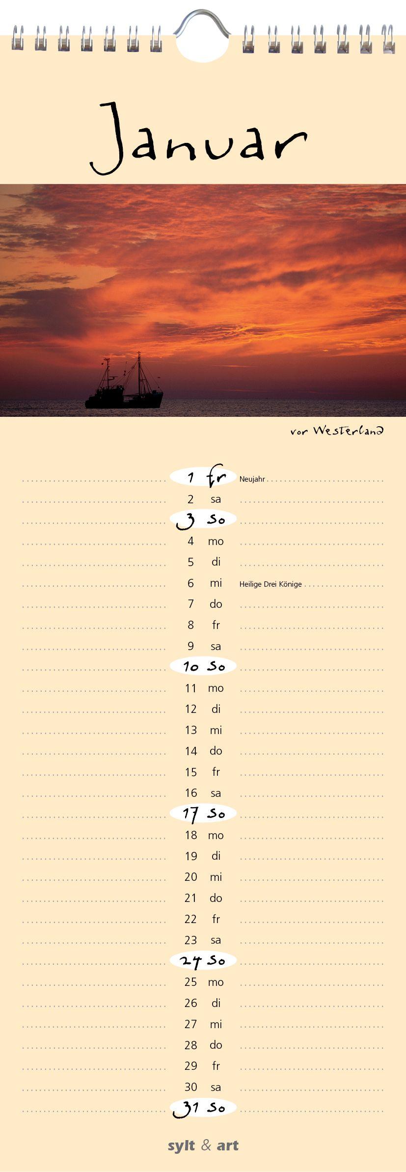 Beispielinhalt (Bild) Sylt-die Insel 2027 Streifenkalender