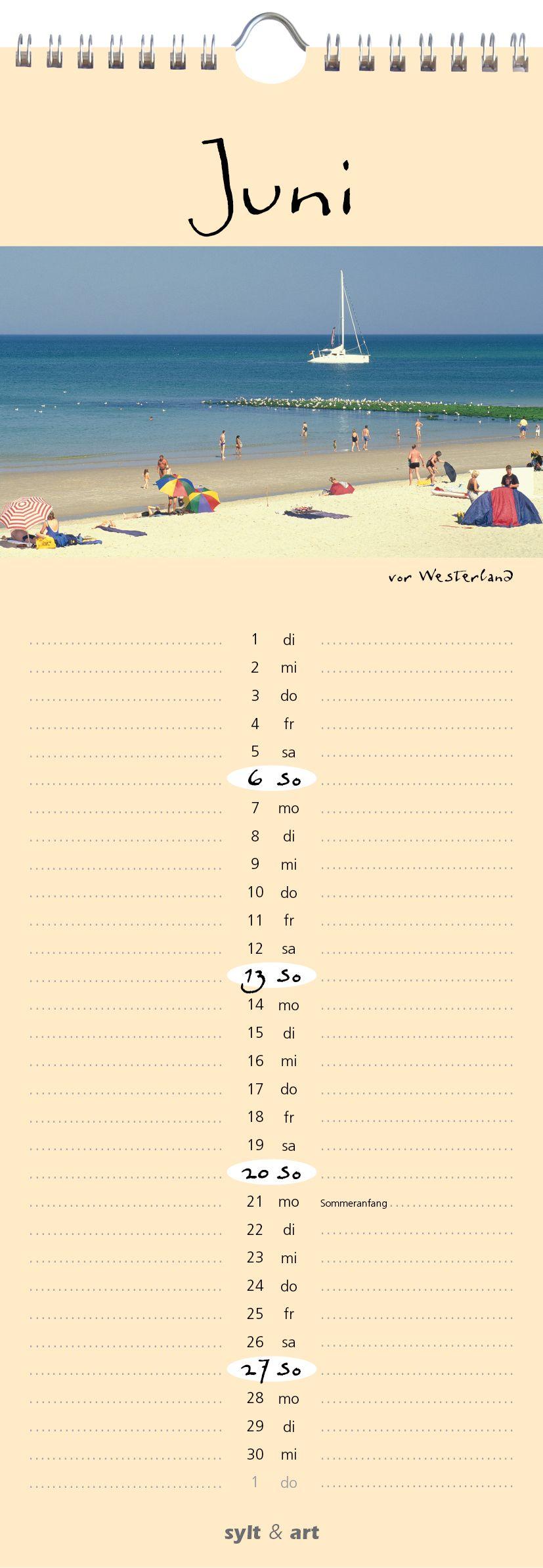 Beispielinhalt (Bild) Sylt-die Insel 2027 Streifenkalender
