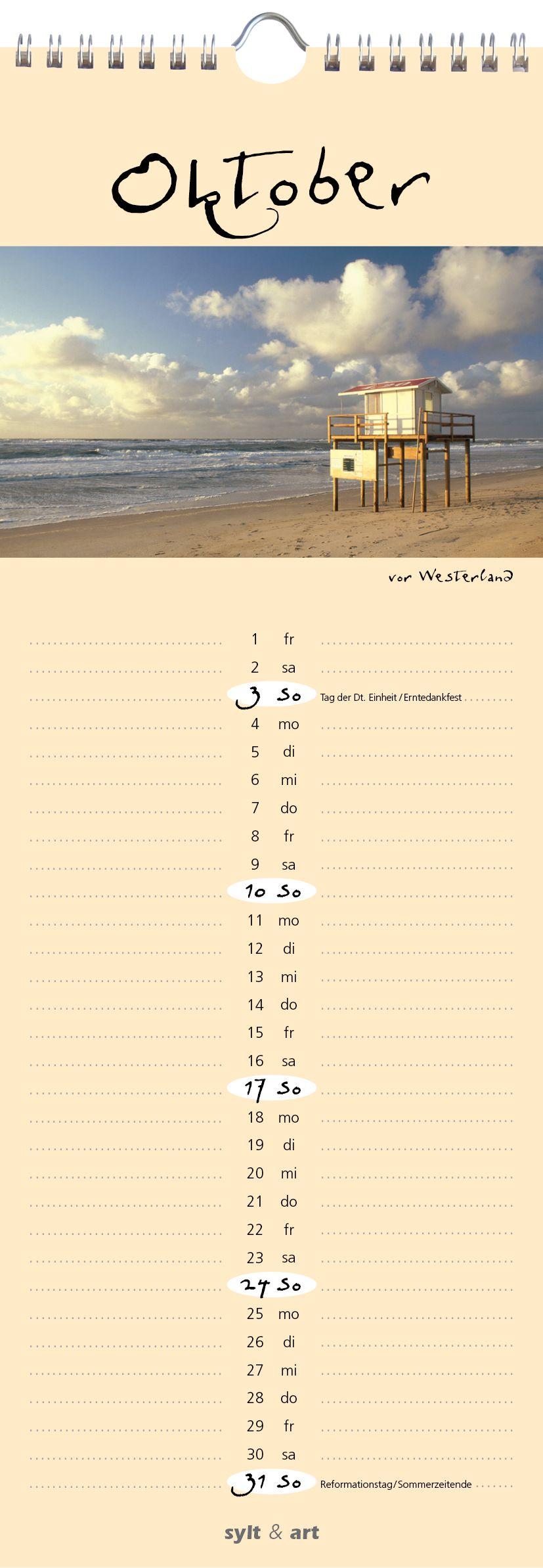 Beispielinhalt (Bild) Sylt-die Insel 2027 Streifenkalender