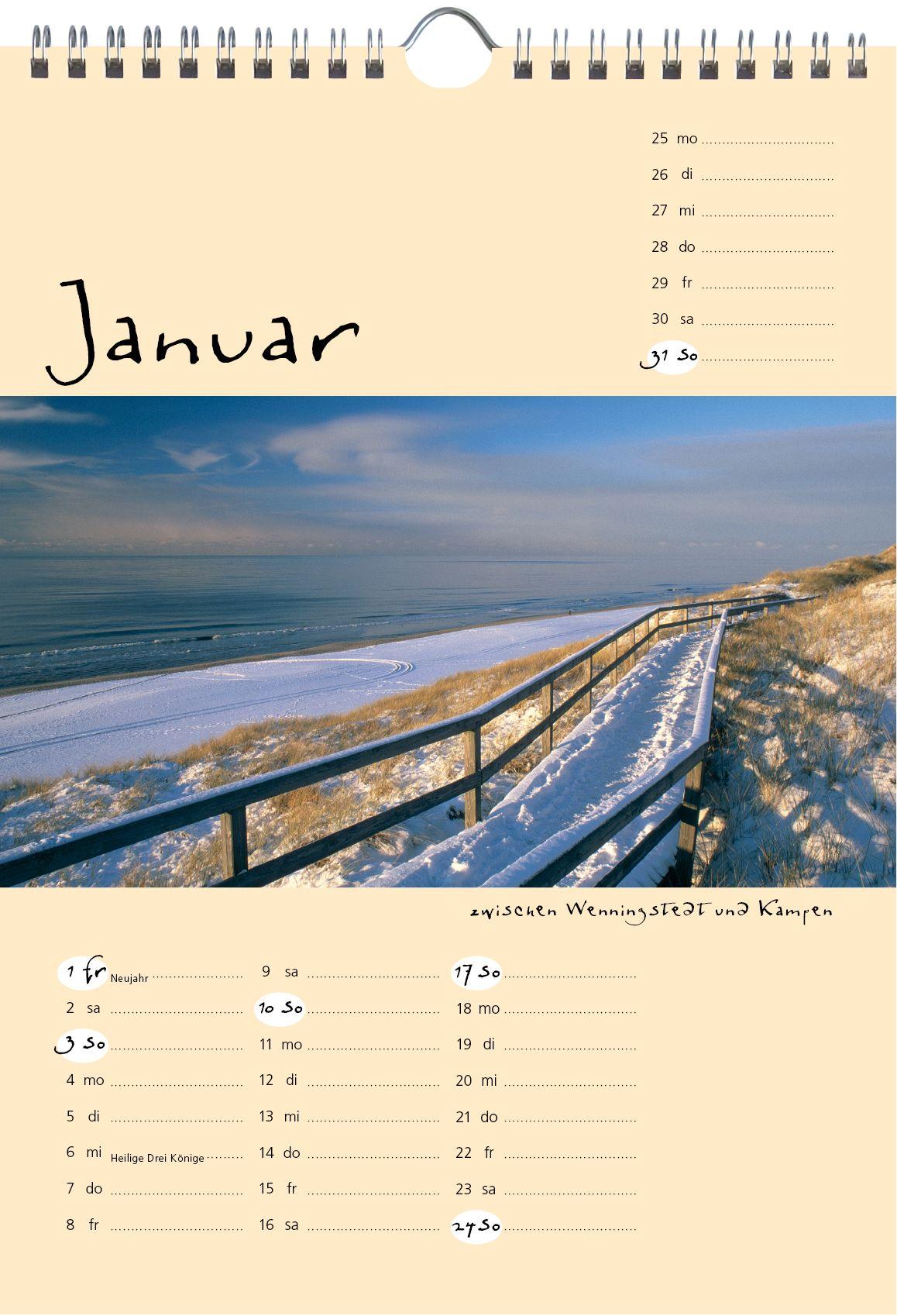 Beispielinhalt (Bild) Sylt-die Insel 2027 A4 Kalender