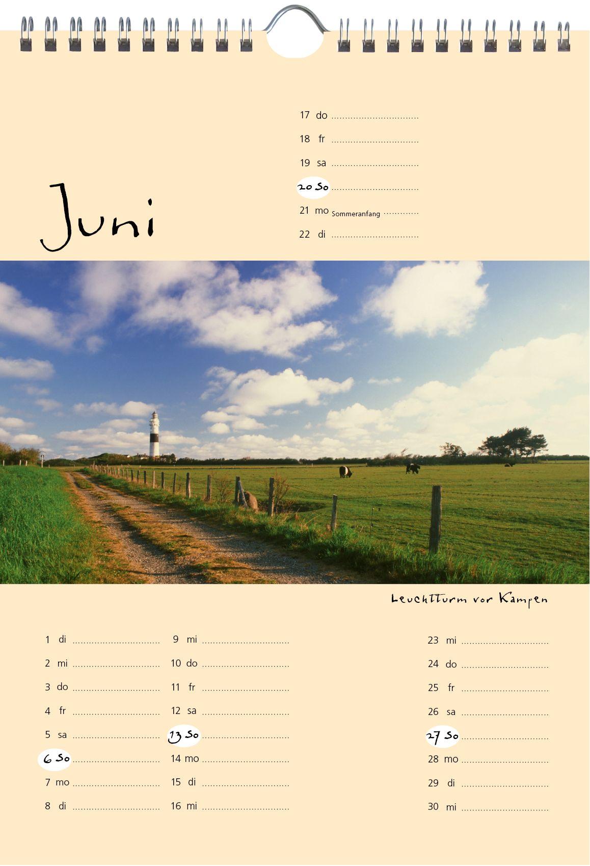 Beispielinhalt (Bild) Sylt-die Insel 2027 A4 Kalender