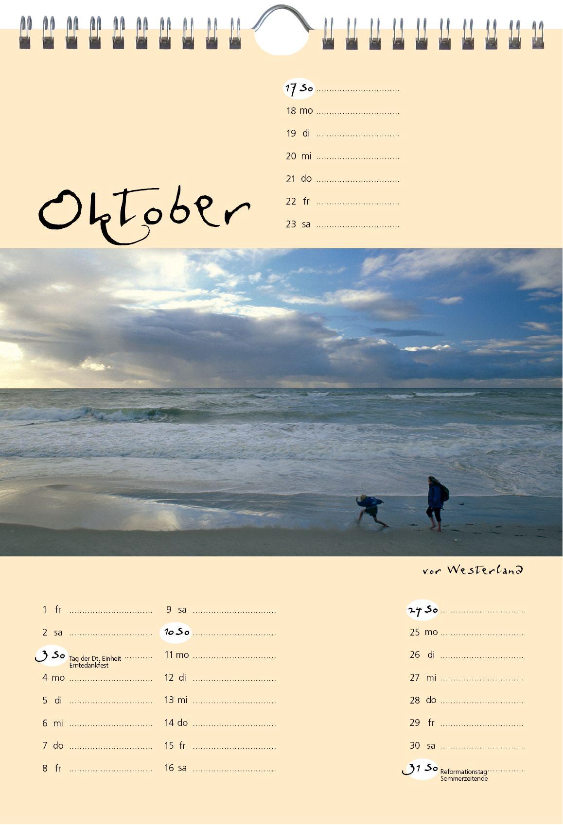 Beispielinhalt (Bild) Sylt-die Insel 2027 A4 Kalender