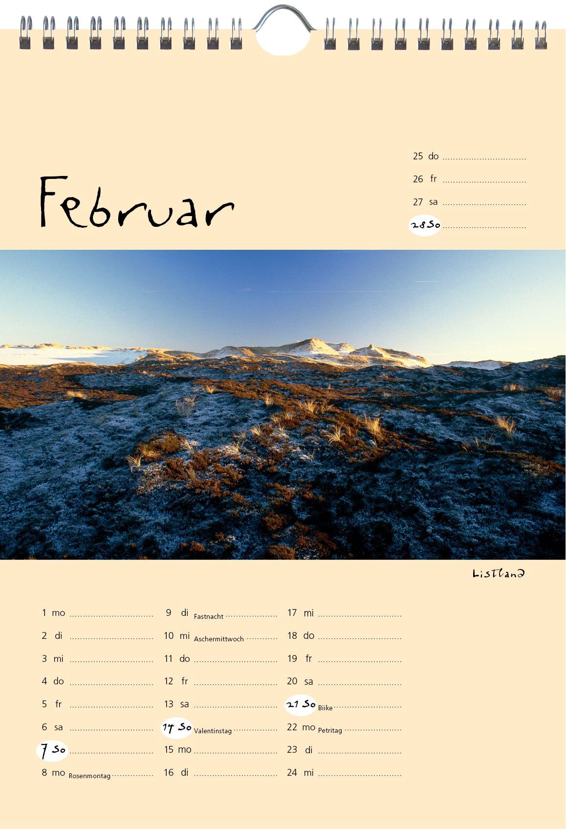 Beispielinhalt (Bild) Sylt-die Insel 2027 A4 Kalender