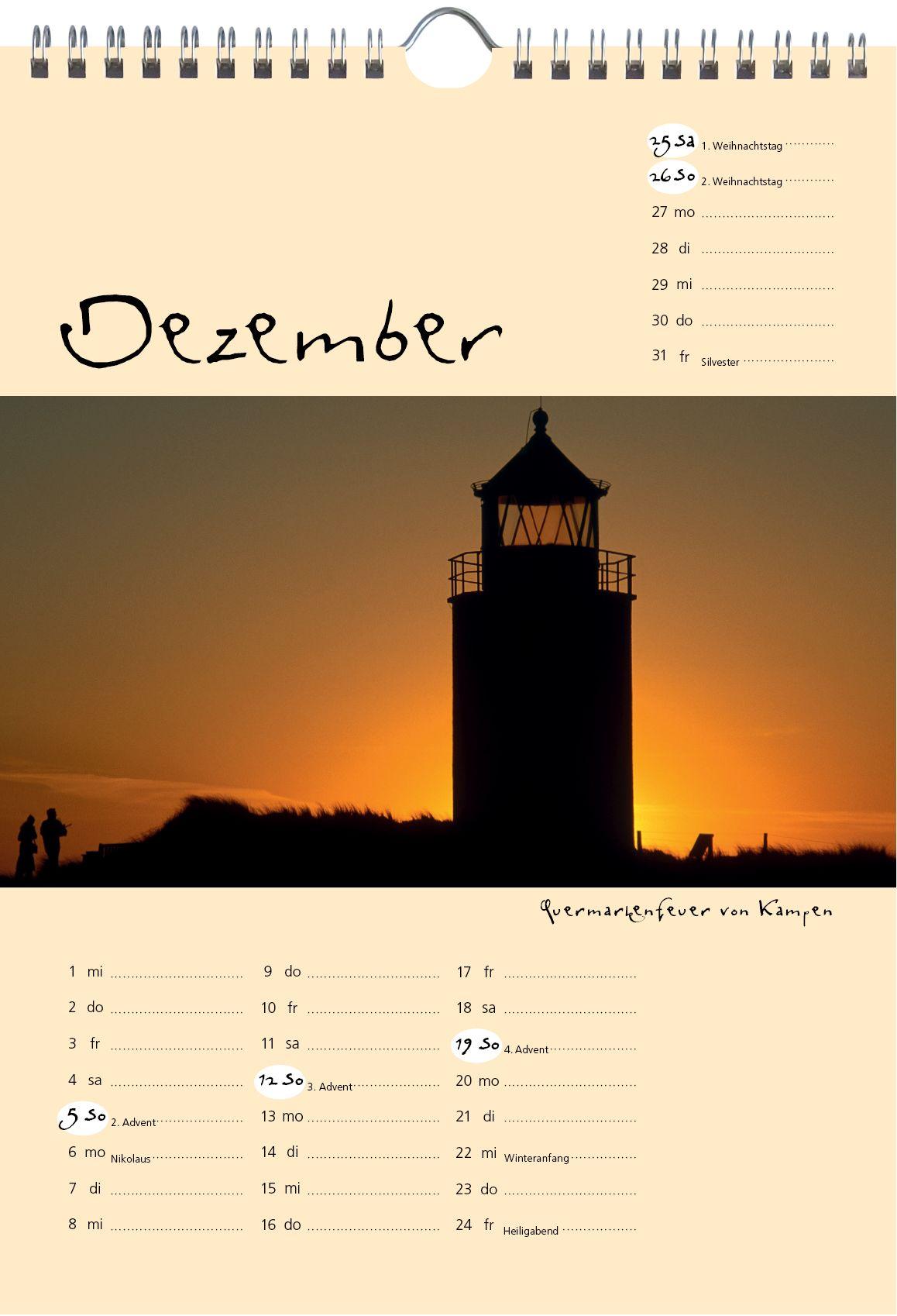 Beispielinhalt (Bild) Sylt-die Insel 2027 A4 Kalender