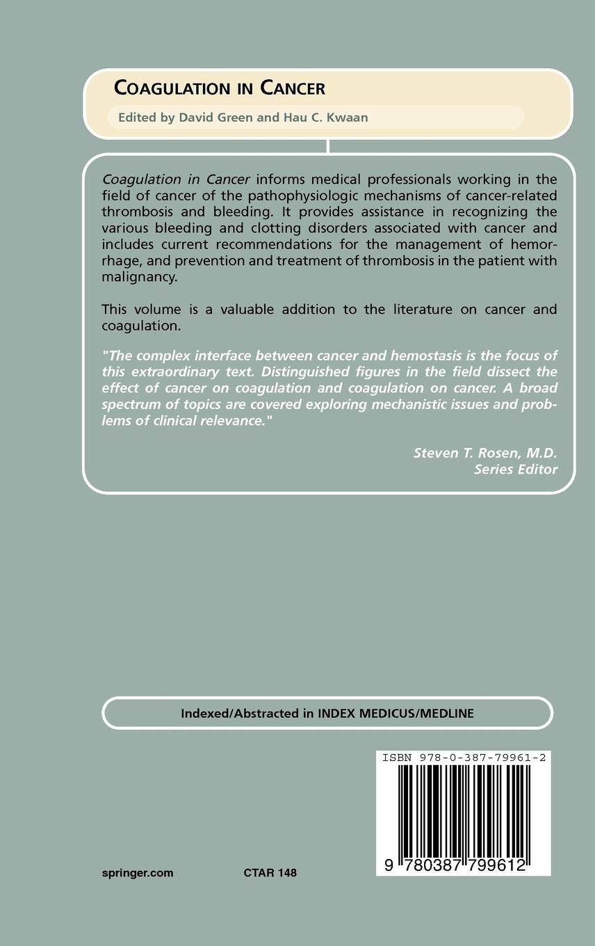 Rückseitencover Coagulation in Cancer