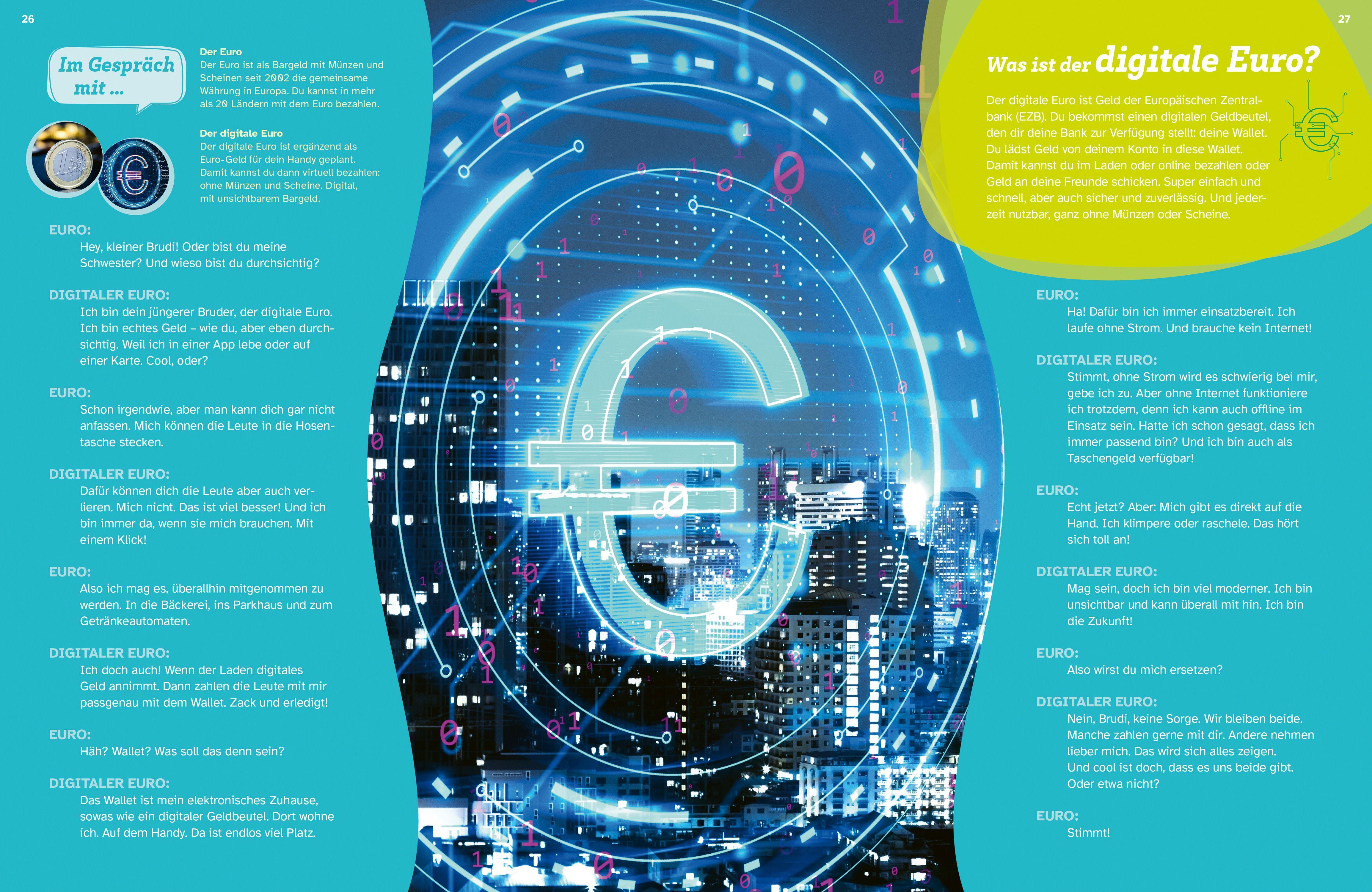 Beispielinhalt (Bild) WAS IST WAS Geld. Von der Spardose in die Zukunft