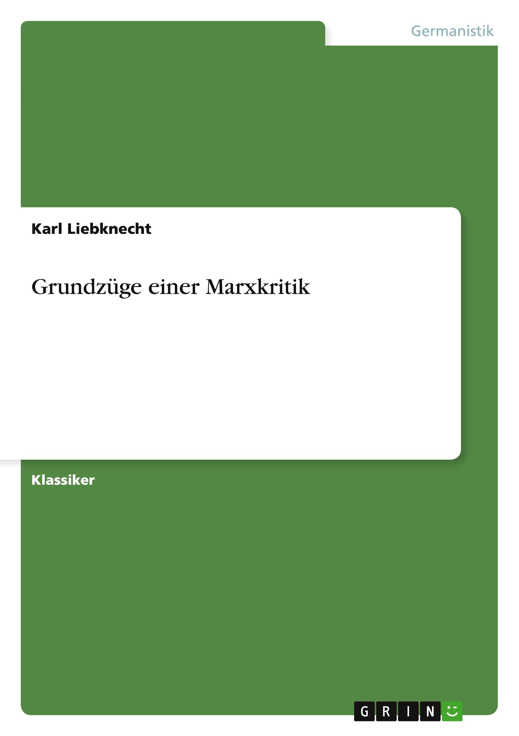 Vorderes Coverbild Grundzüge einer Marxkritik