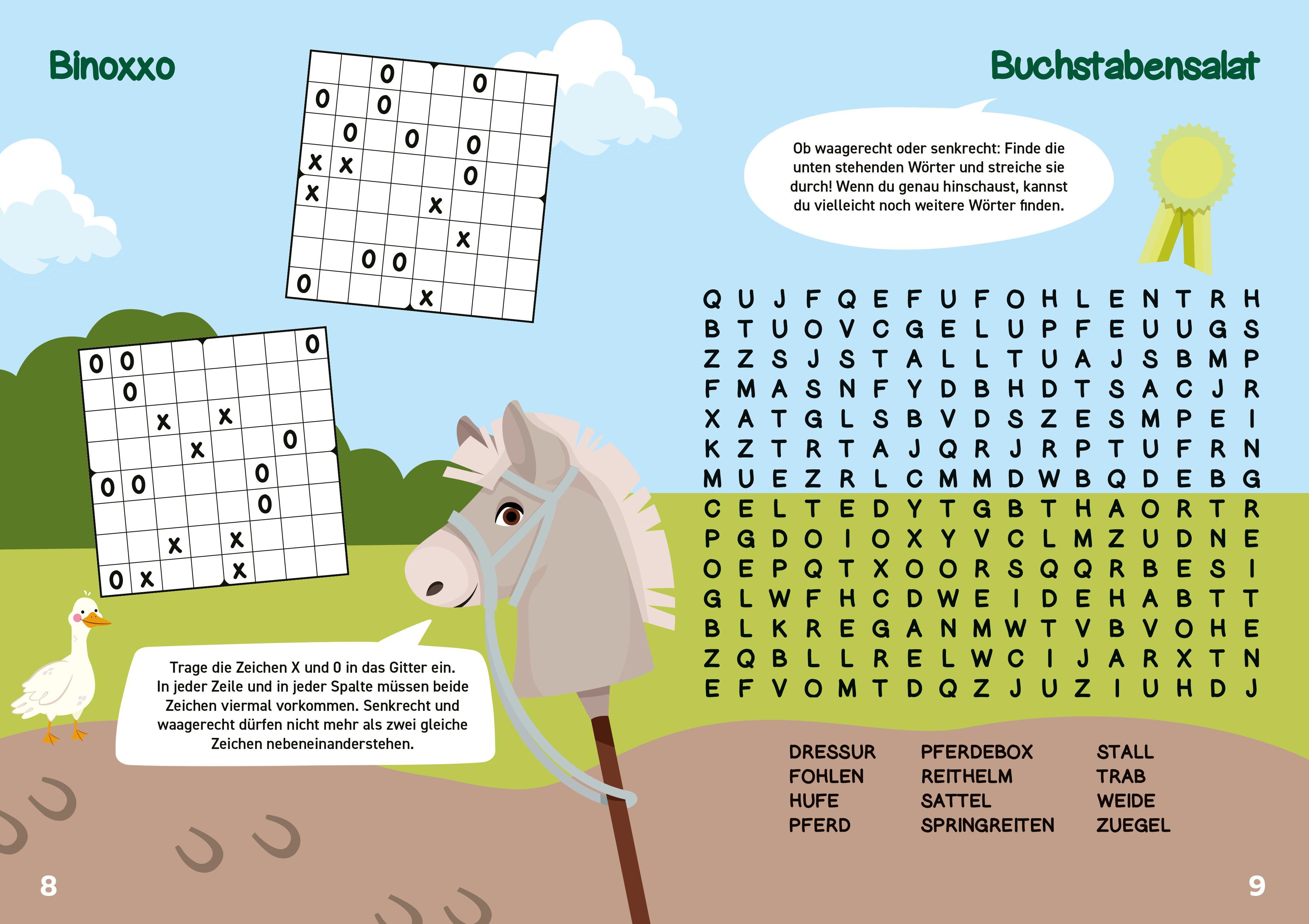 Beispielinhalt (Bild) Mein Rätselheft Pferde. Ab 8 Jahren