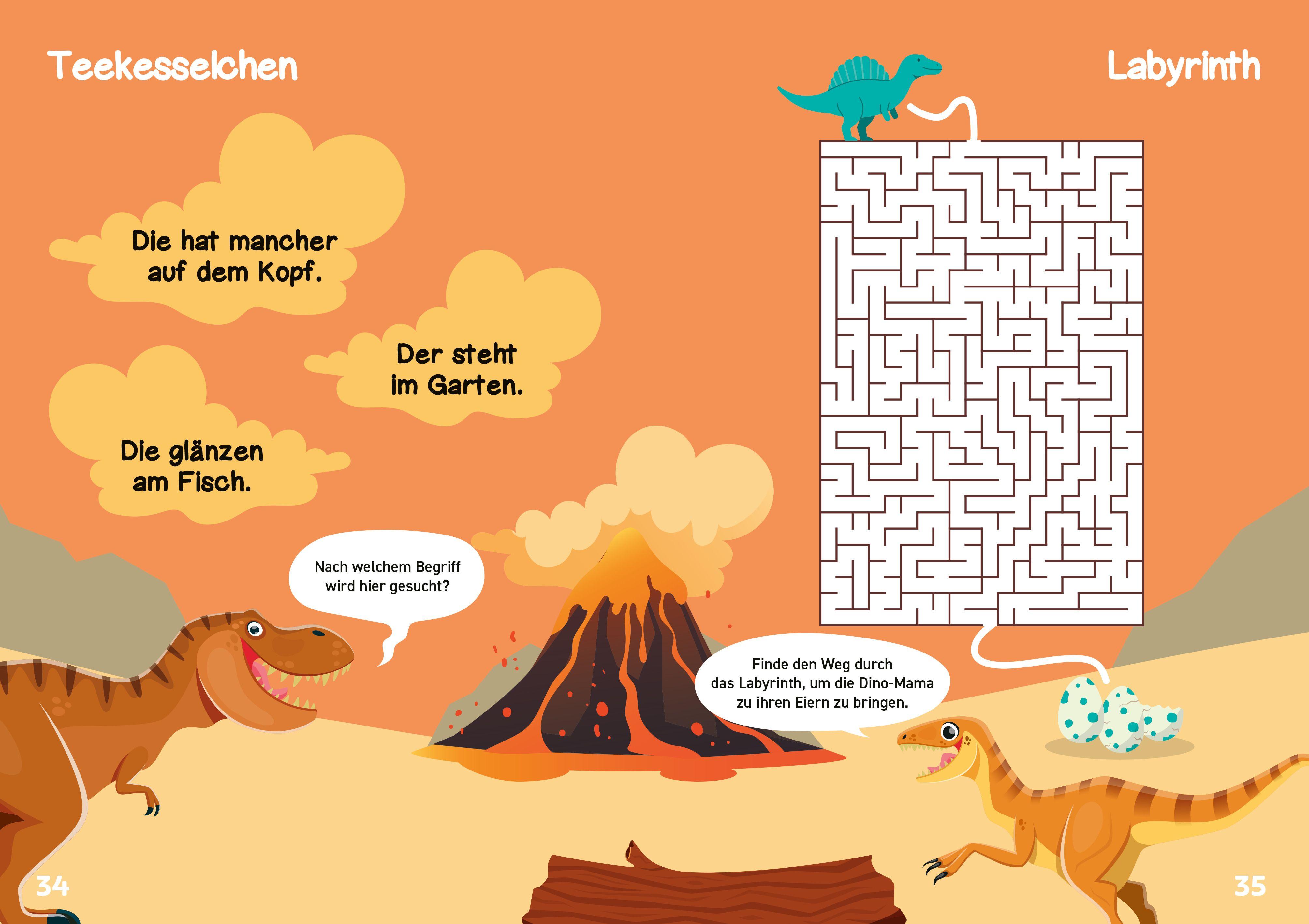 Beispielinhalt (Bild) Mein Rätselheft Dinosaurier. Ab 8 Jahren