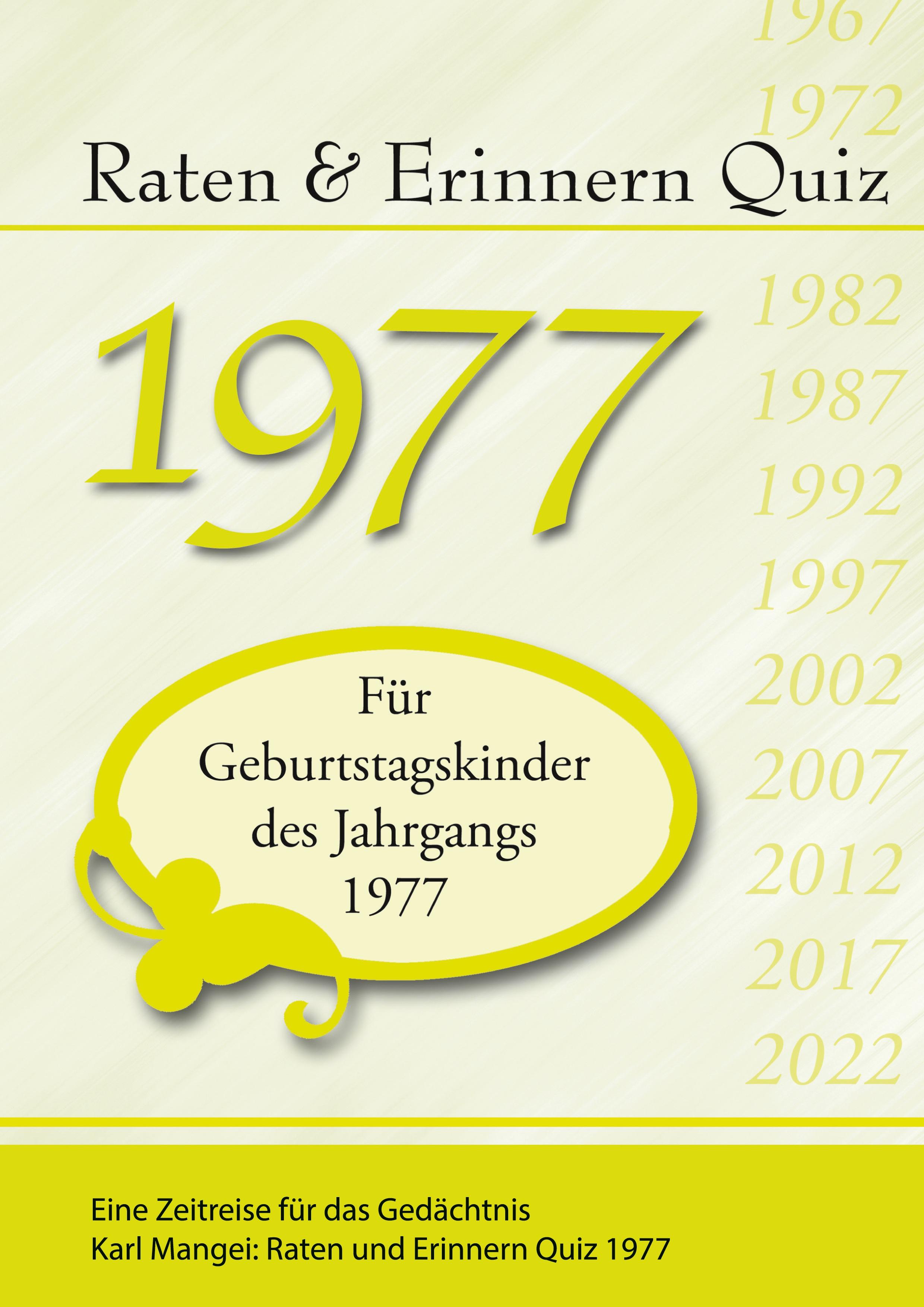 Vorderes Coverbild Raten und Erinnern Quiz 1977
