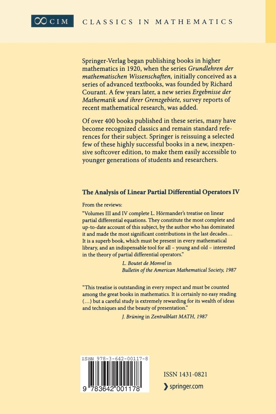 Rückseitencover The Analysis of Linear Partial Differential Operators IV