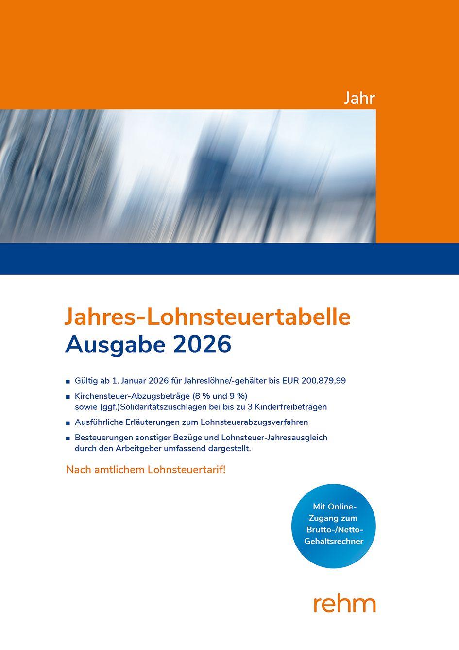 Vorderes Coverbild Jahres-Lohnsteuertabelle 2026