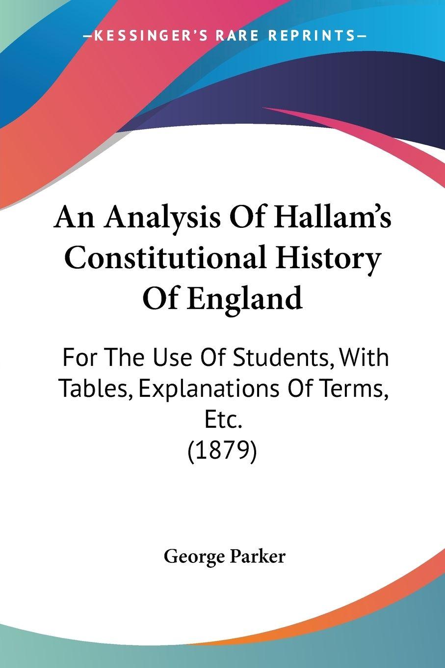Vorderes Coverbild An Analysis Of Hallam's Constitutional History Of England