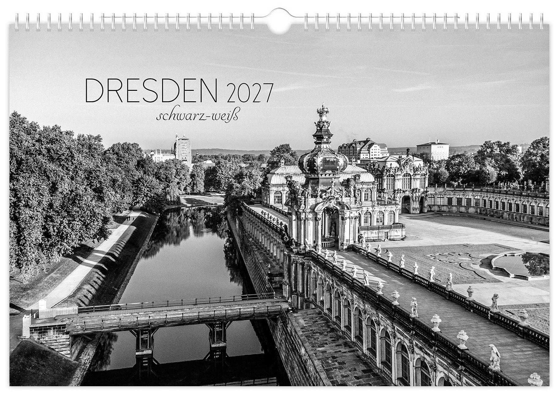 Vorderes Coverbild Kalender Dresden schwarz / weiß 2027