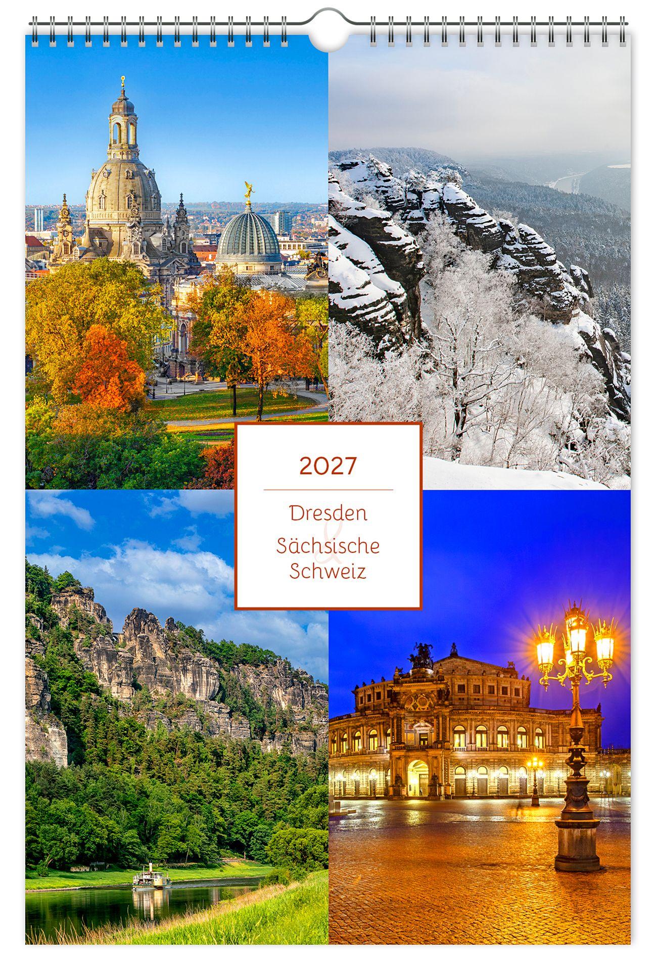 Vorderes Coverbild Kalender Dresden und Sächsische Schweiz 2027