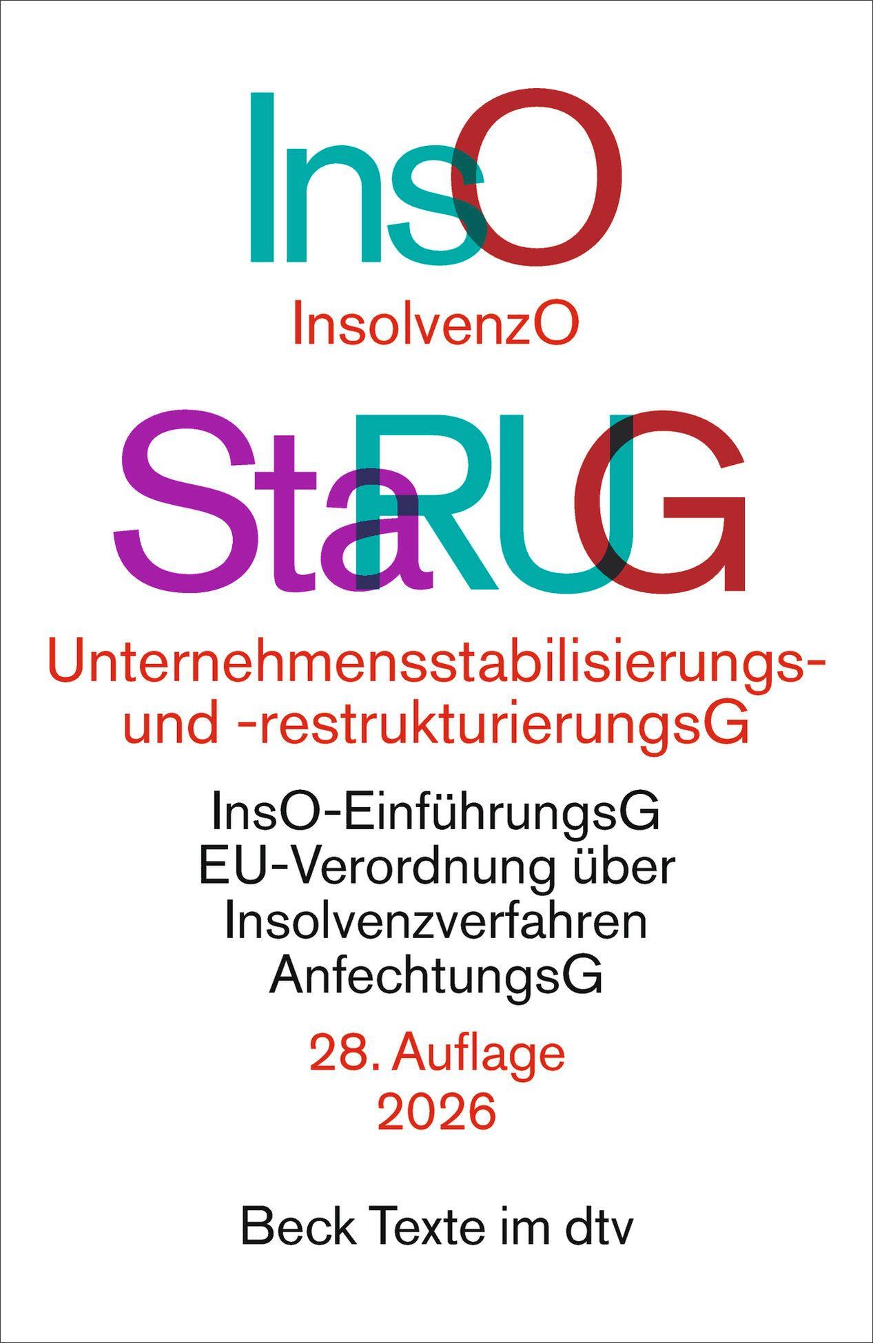 Vorderes Coverbild Insolvenzordnung / Unternehmensstabilisierungs- und -restrukturierungsgesetz. InsO / StaRUG